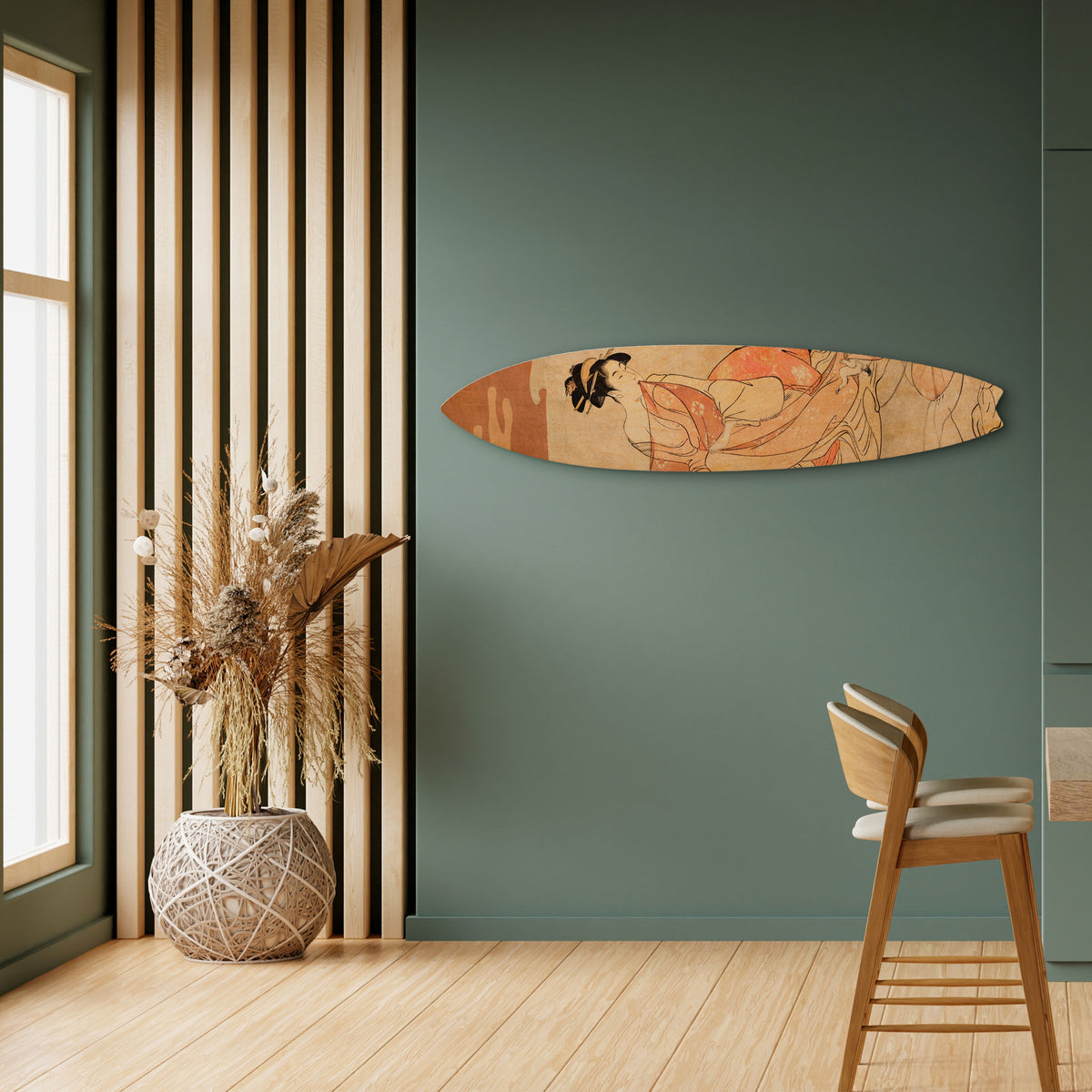 WOMAN, CAT AND EXTRA BROWN Surfboard Decorative Panel