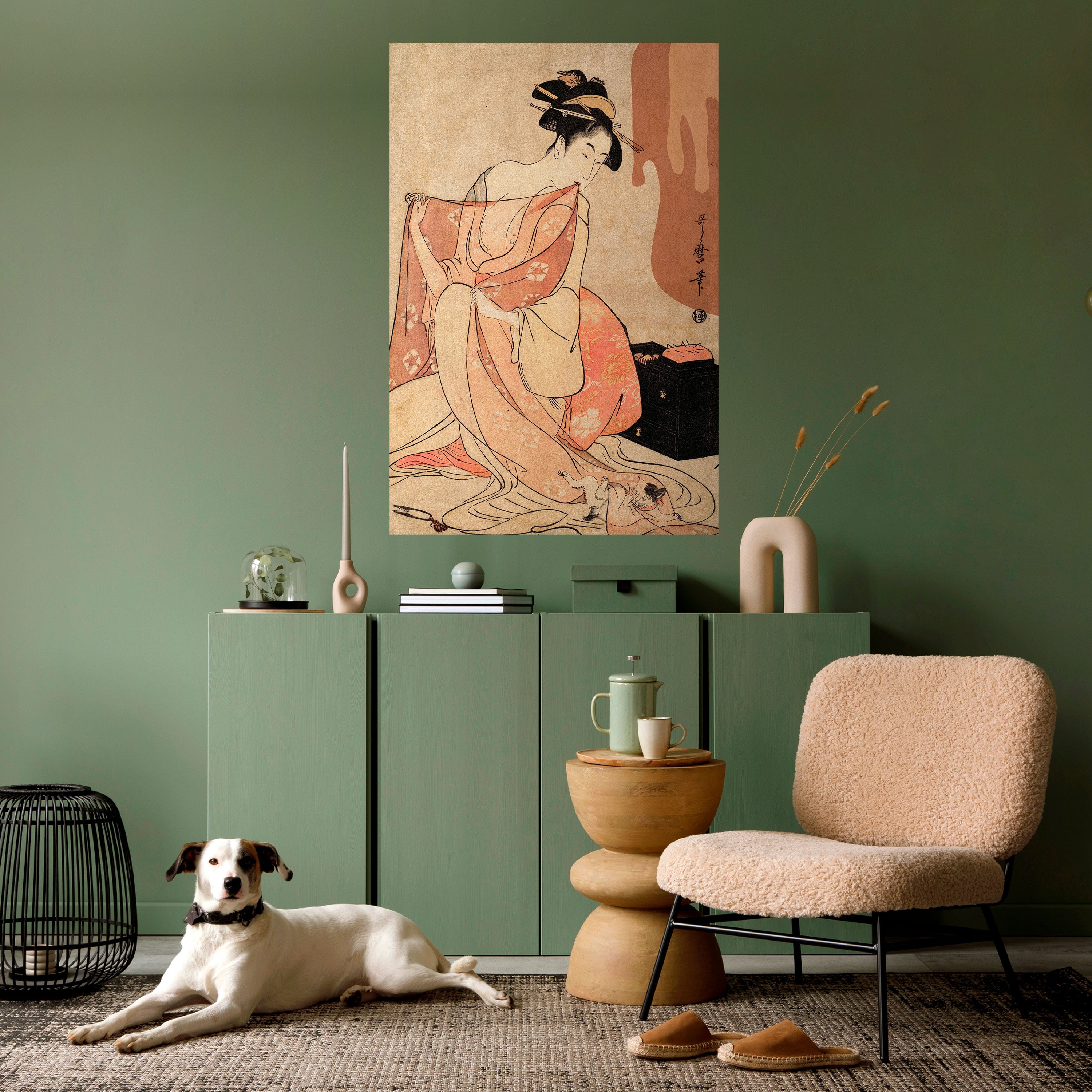 WOMAN, CAT AND EXTRA BROWN Peel and Stick Vertical Poster
