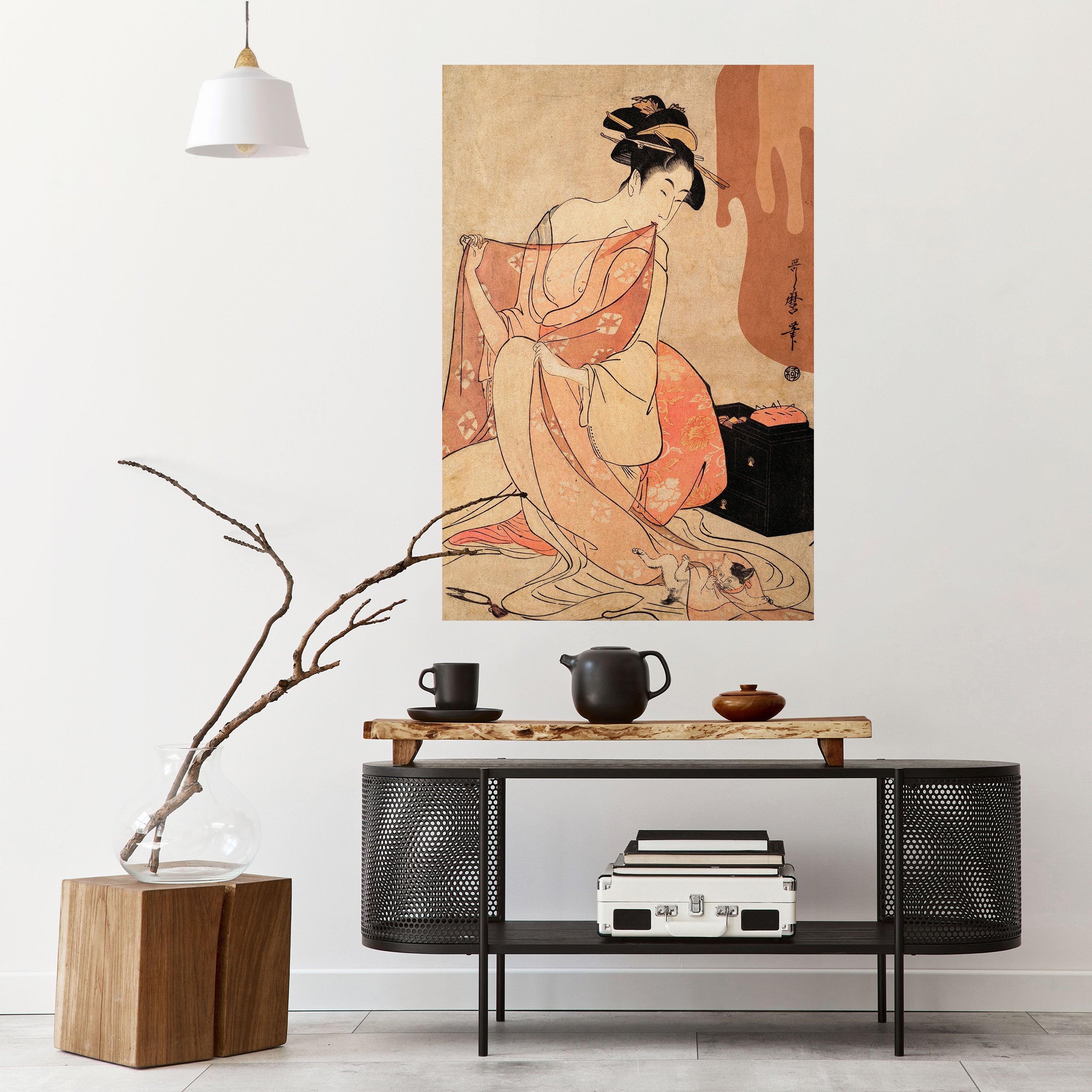 WOMAN, CAT AND EXTRA BROWN Peel and Stick Vertical Poster