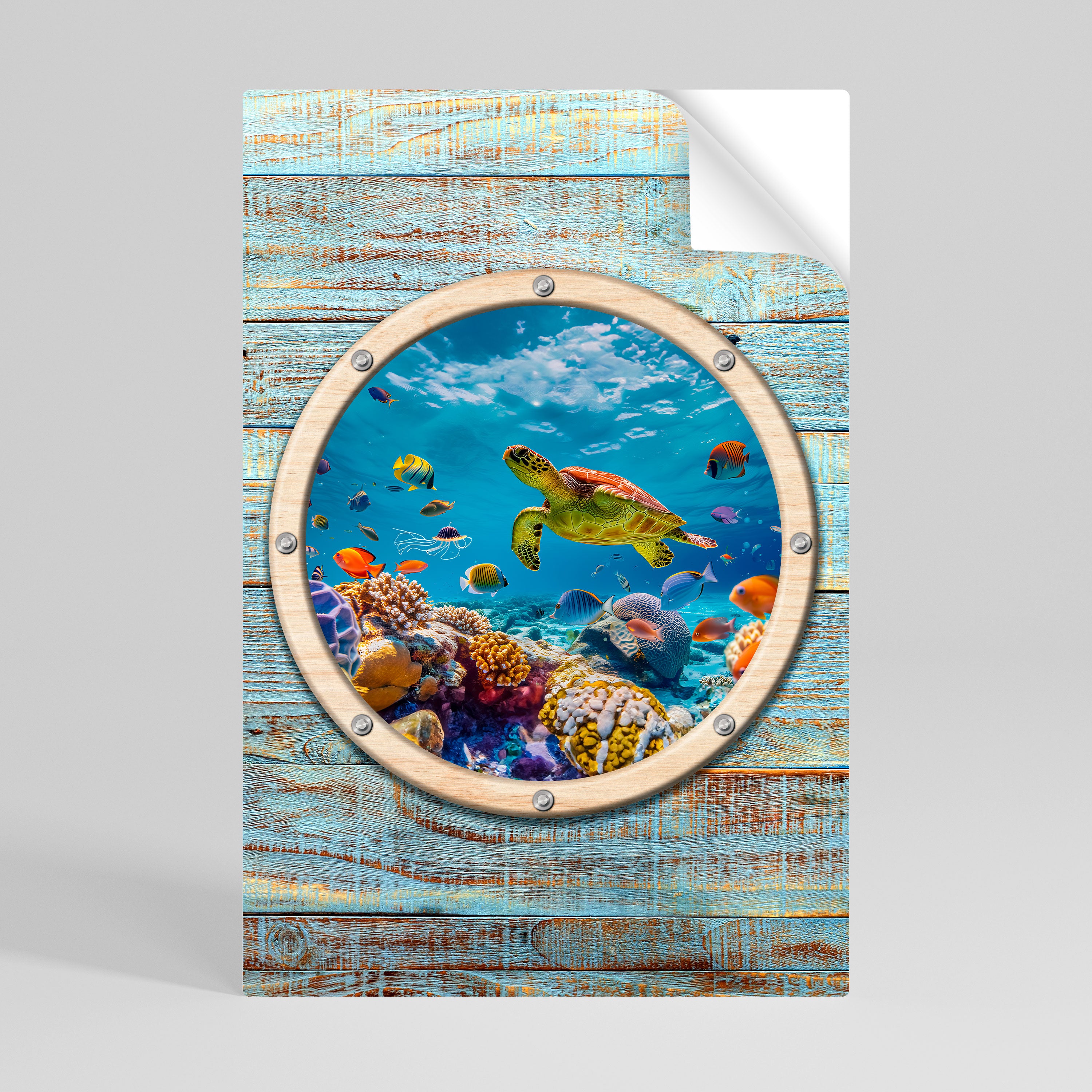 Αφίσα AQUA ADVENTURE με κάθετη κόλλα και ξεφλούδισμα