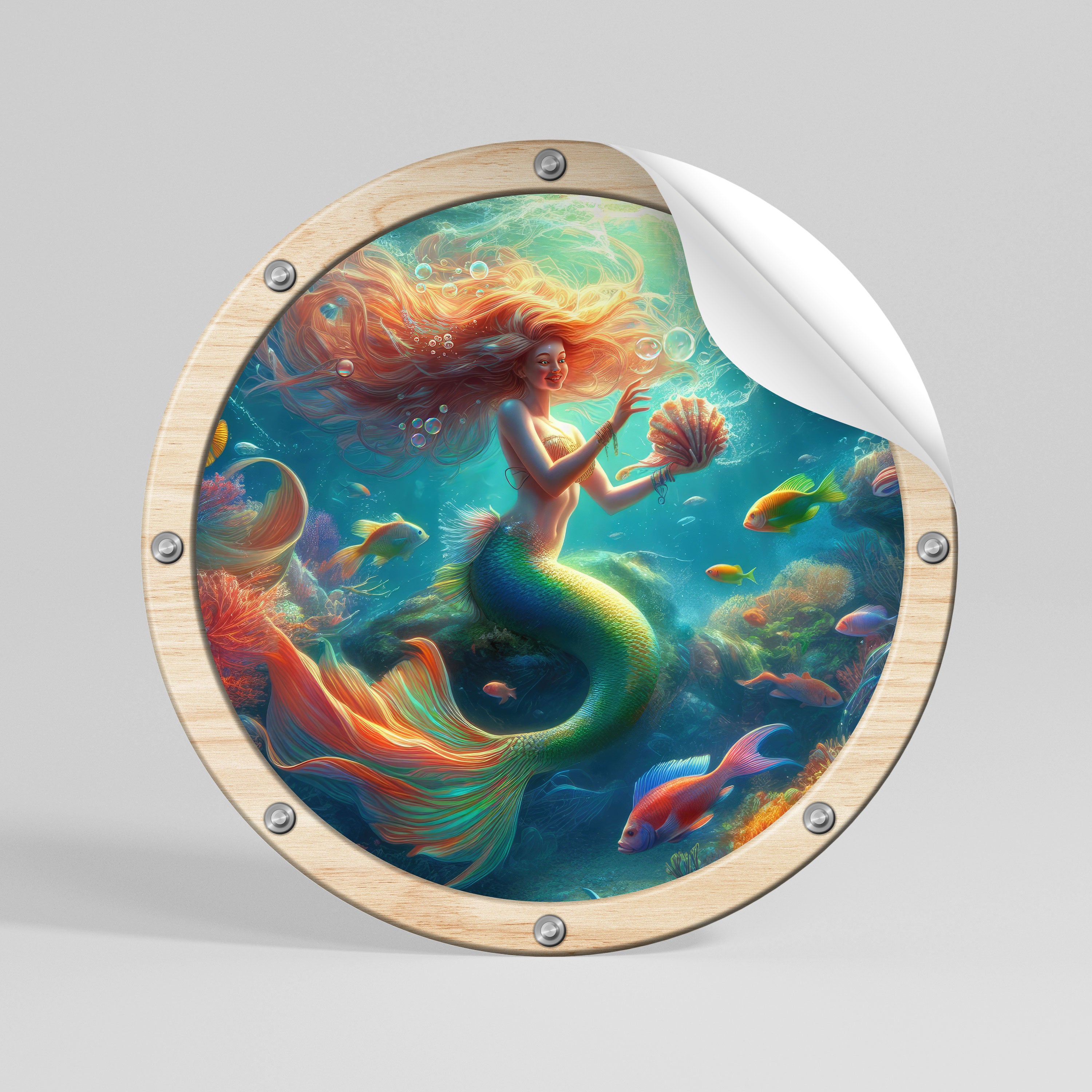 MERMAID DREAMS Peel and Stick Round Sticker