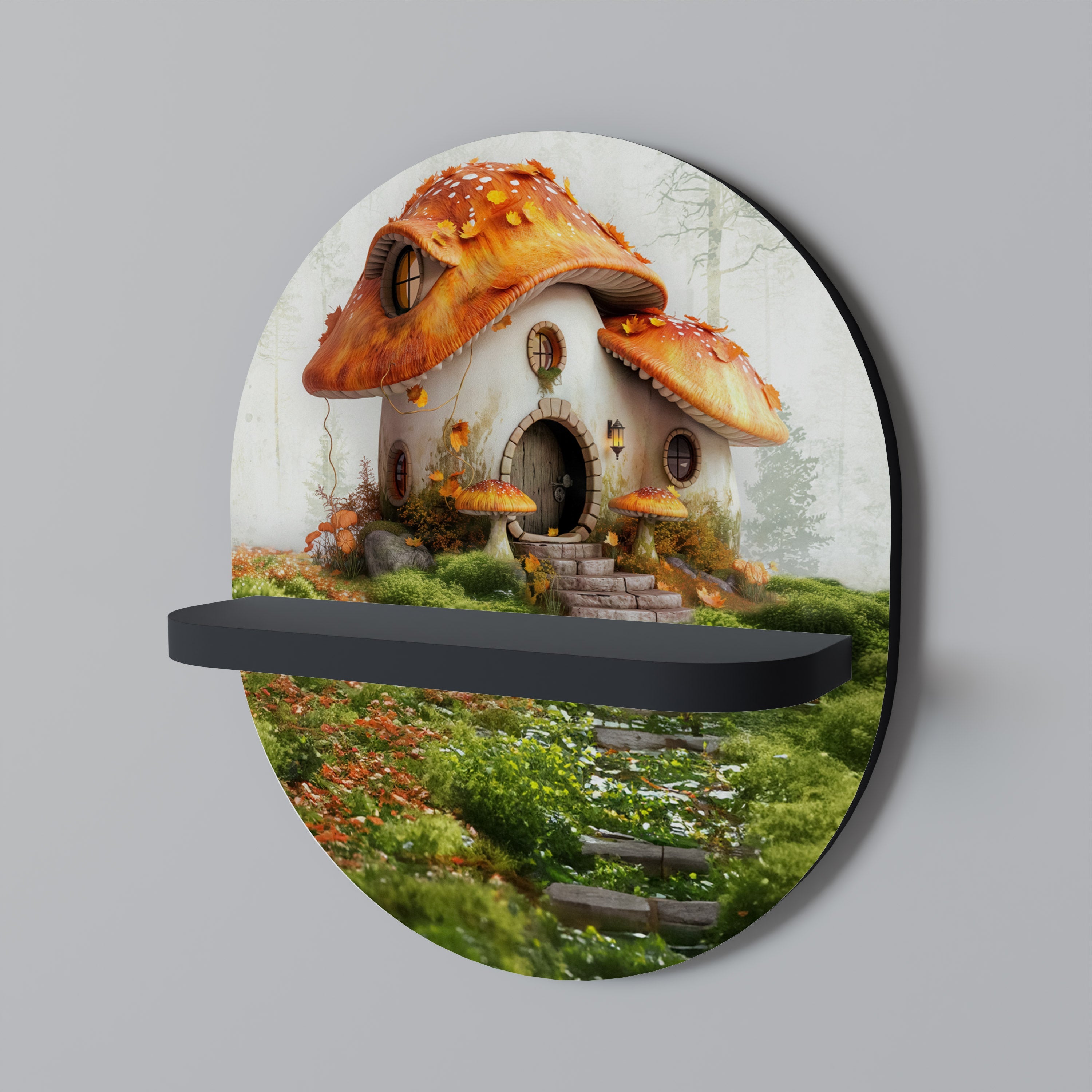 Οβάλ Ράφι Τέχνης MYSTIC TOADSTOL σε Μαύρο Φινίρισμα