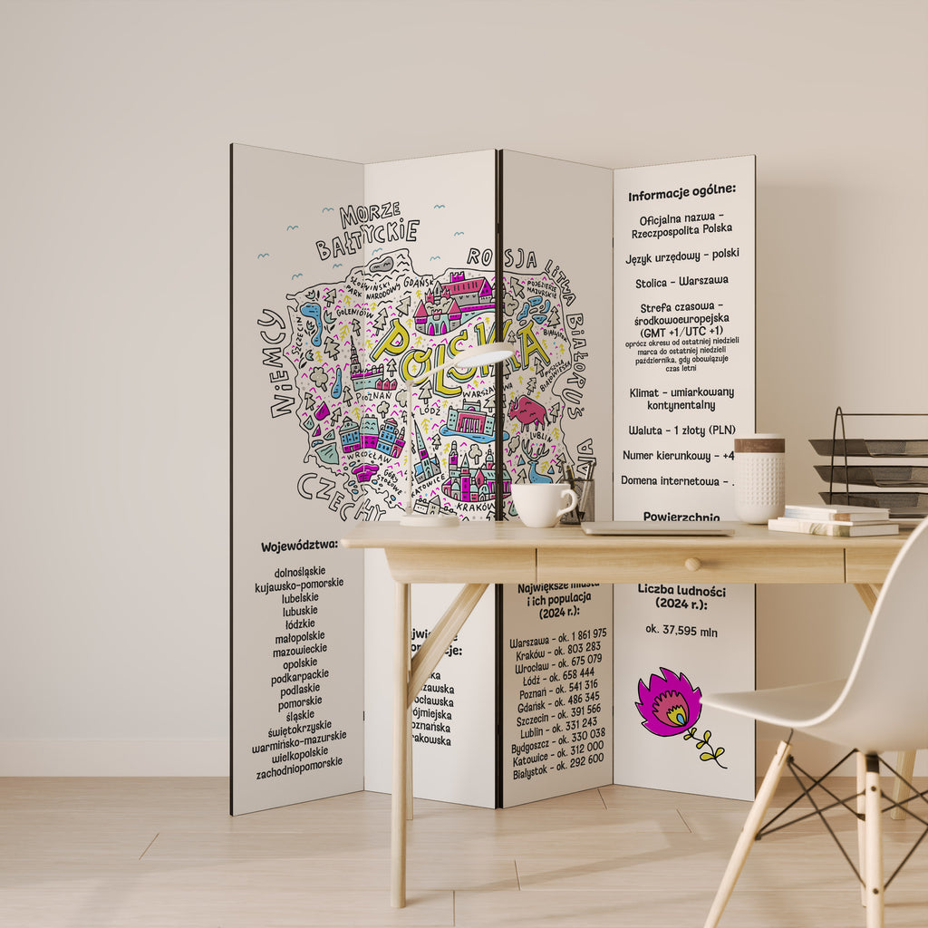 POLAND INFO Παραβάν με 4 πάνελ