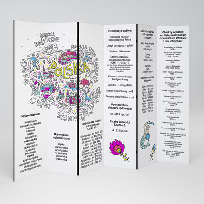 POLAND INFO 6-Panel Room Divider