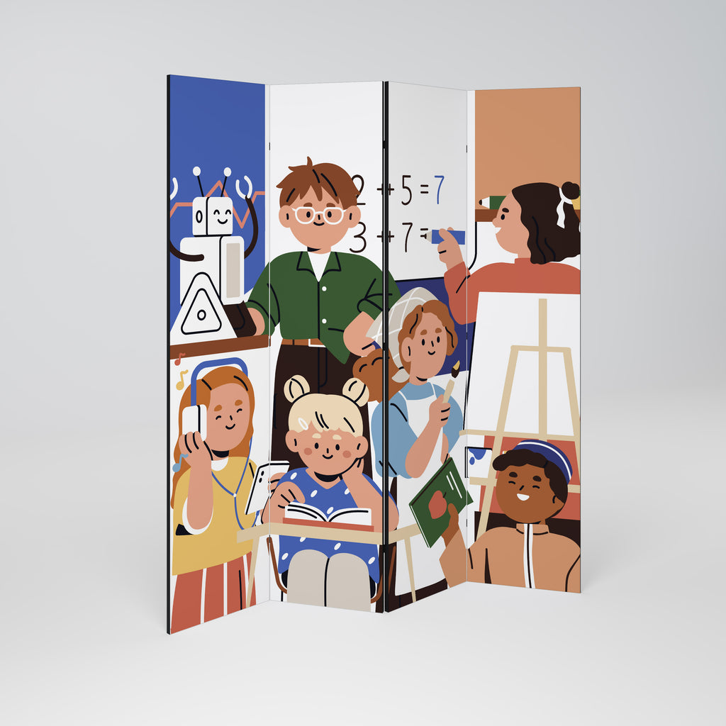 SCHOOL VIBE 4-Panel Room Divider