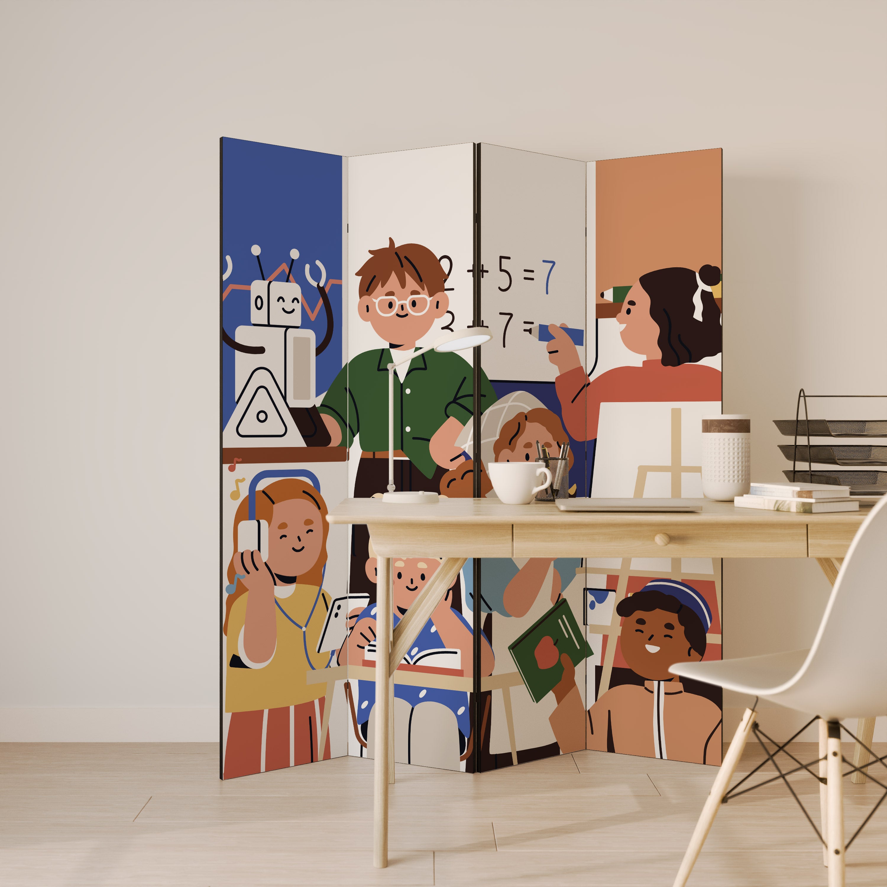 SCHOOL VIBE Παραβάν με 4 πάνελ