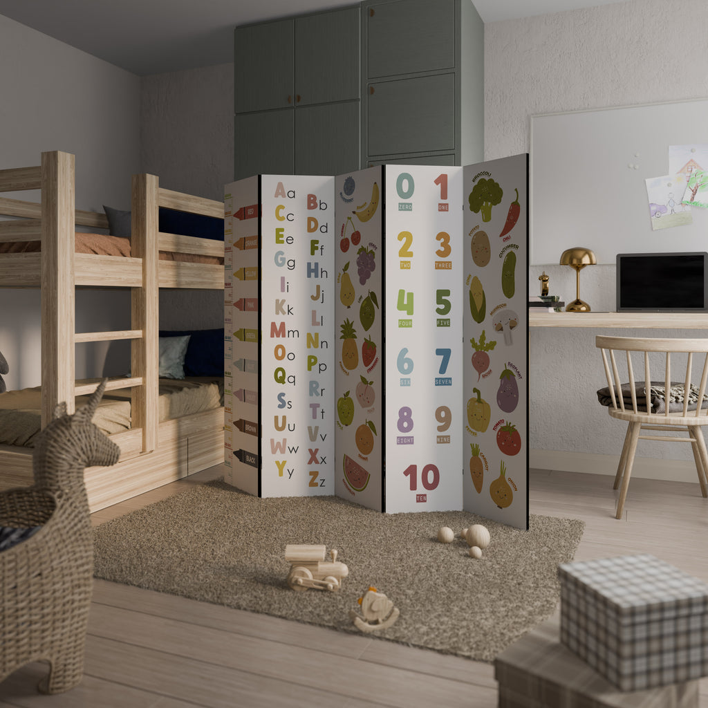 HAPPY LANGUAGE 5-Panel Room Divider