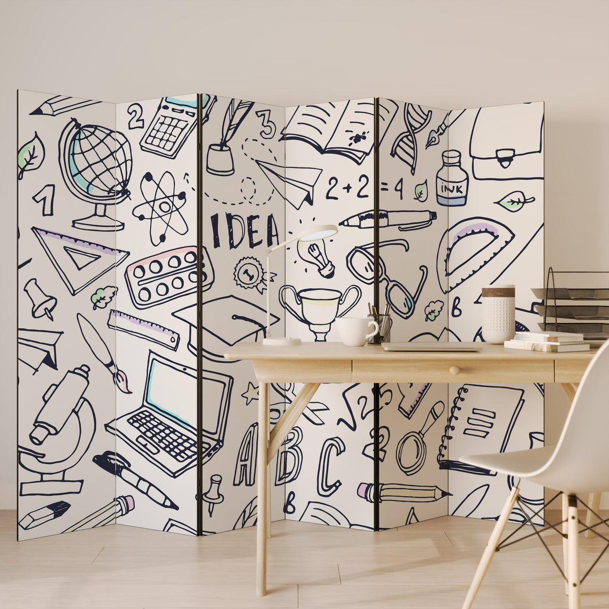 SCHOOL STUFF 6-Panel Room Divider