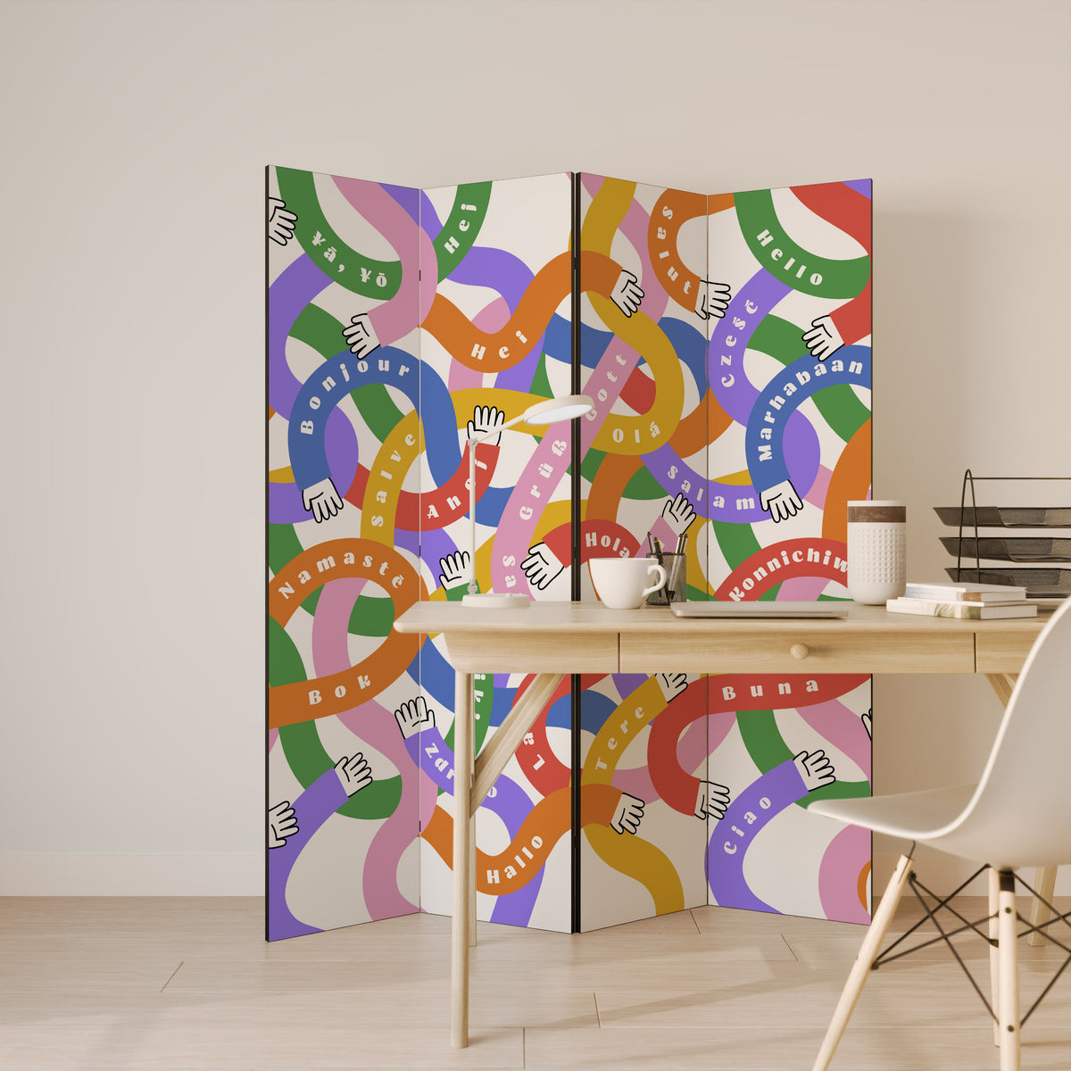 HELLO THERE 4-Panel Room Divider