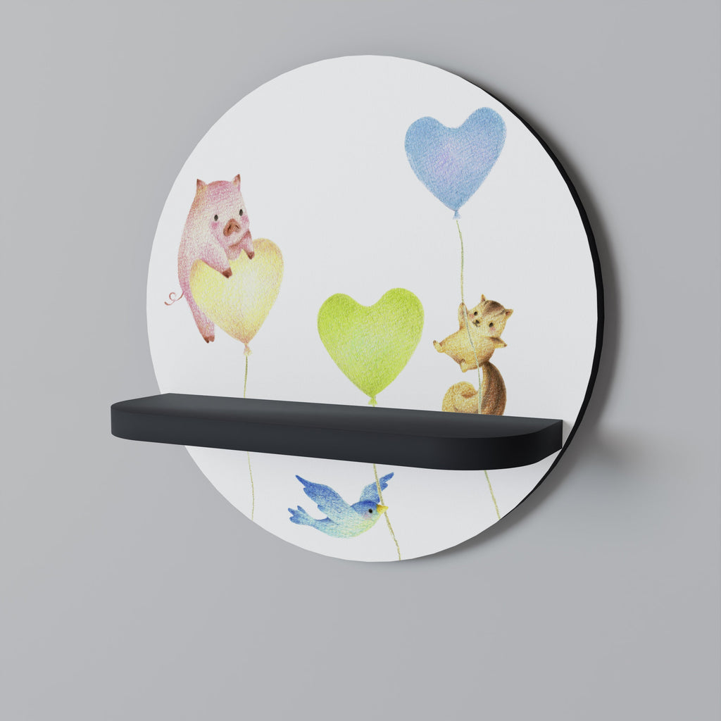 Στρογγυλό ράφι τέχνης BALLOON FRIENDS σε μαύρο φινίρισμα