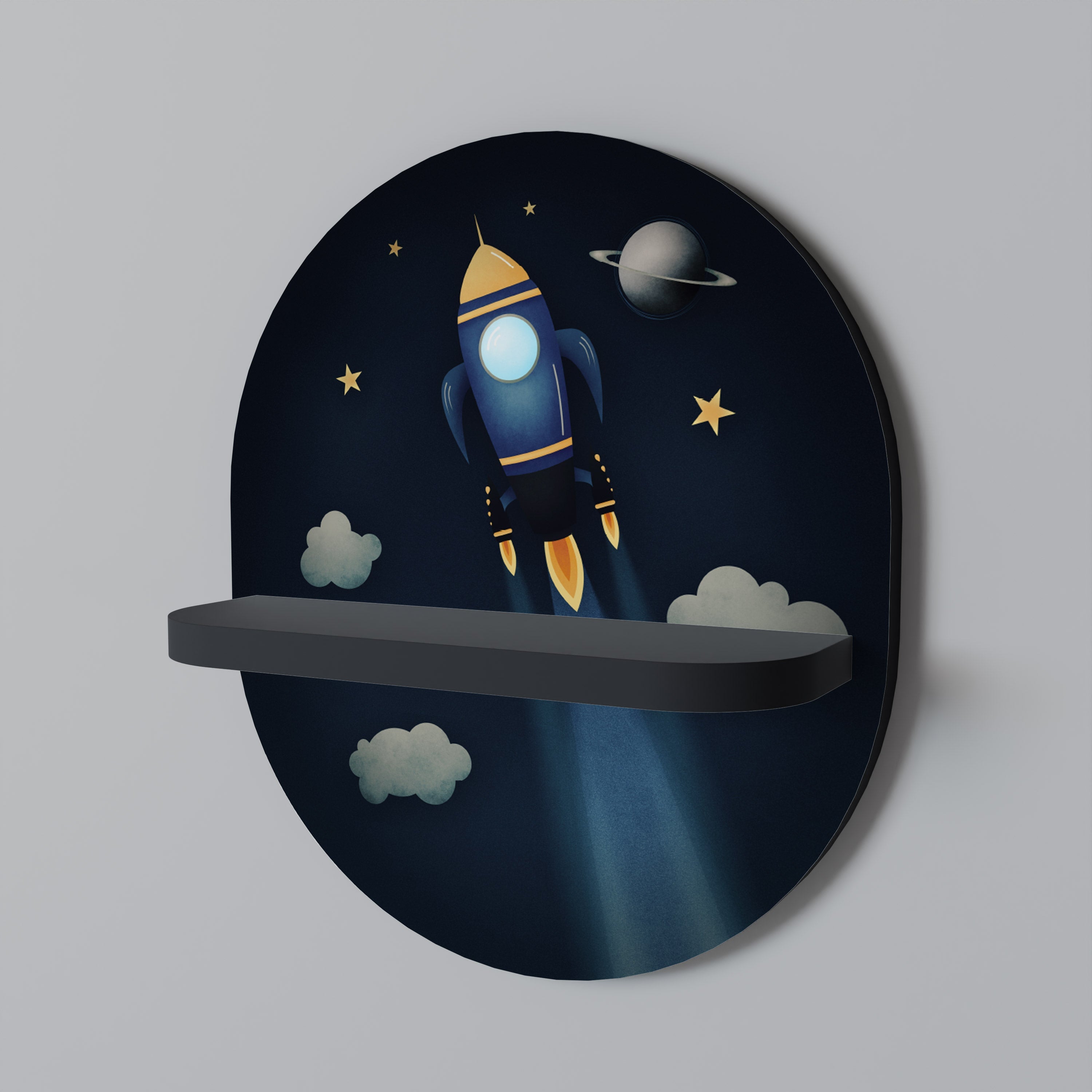 STELLAR SWING Οβάλ Ράφι Τέχνης σε Μαύρο Φινίρισμα