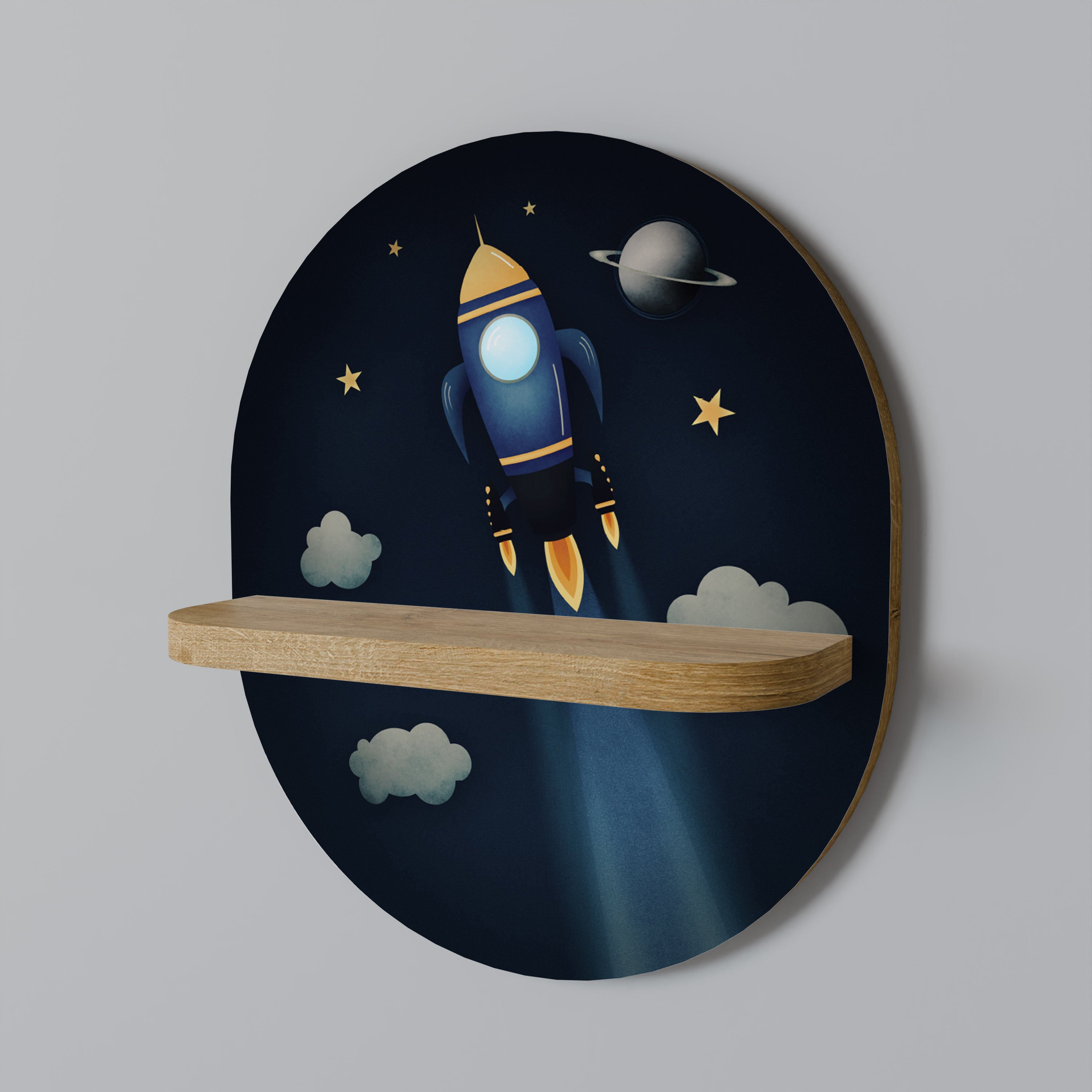 STELLAR SWING Oval Art Shelf In Oak Effect
