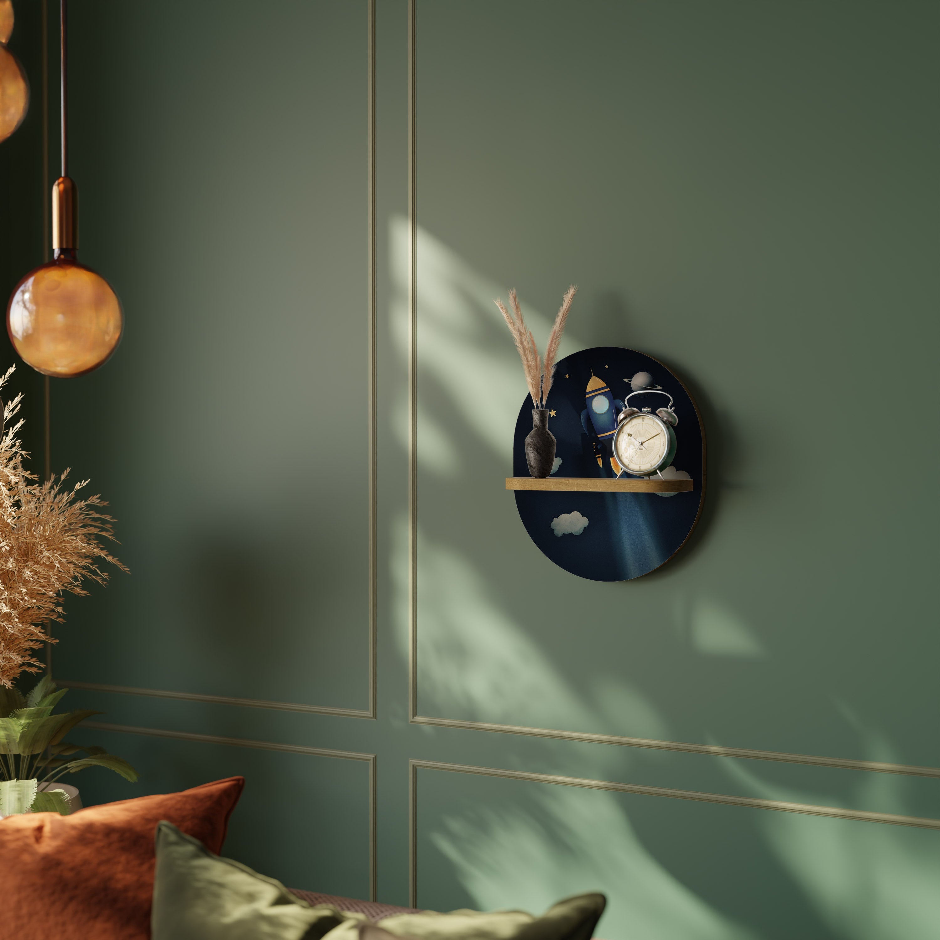 STELLAR SWING Oval Art Shelf In Oak Effect