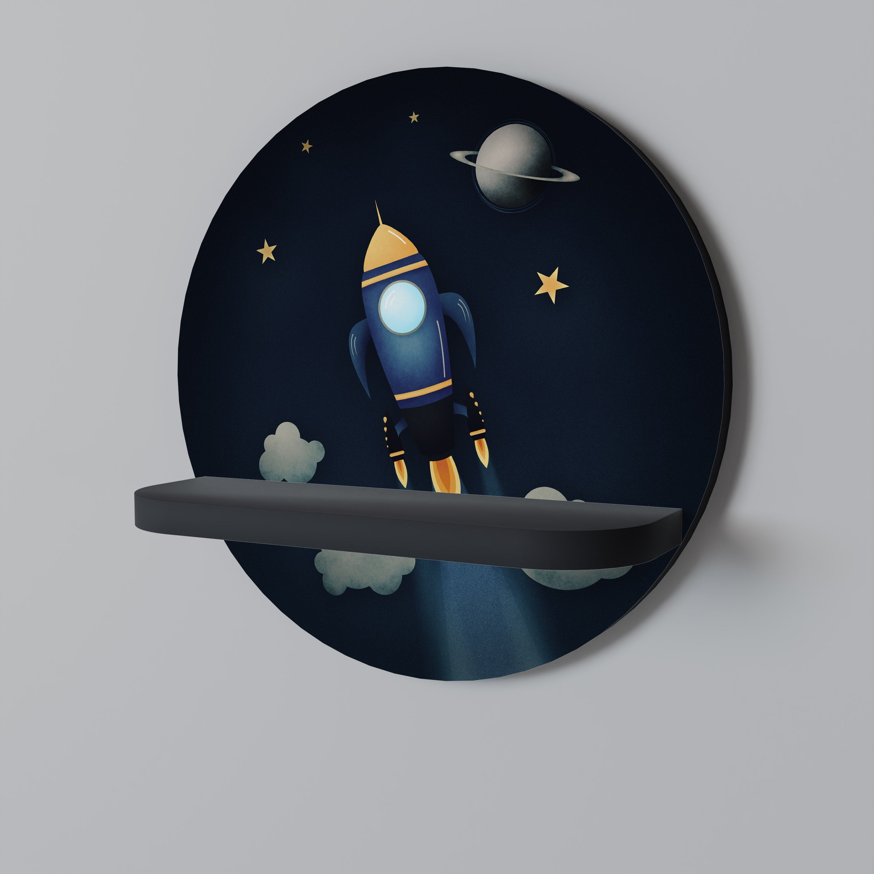 STELLAR SWING Στρογγυλό ράφι τέχνης σε μαύρο φινίρισμα