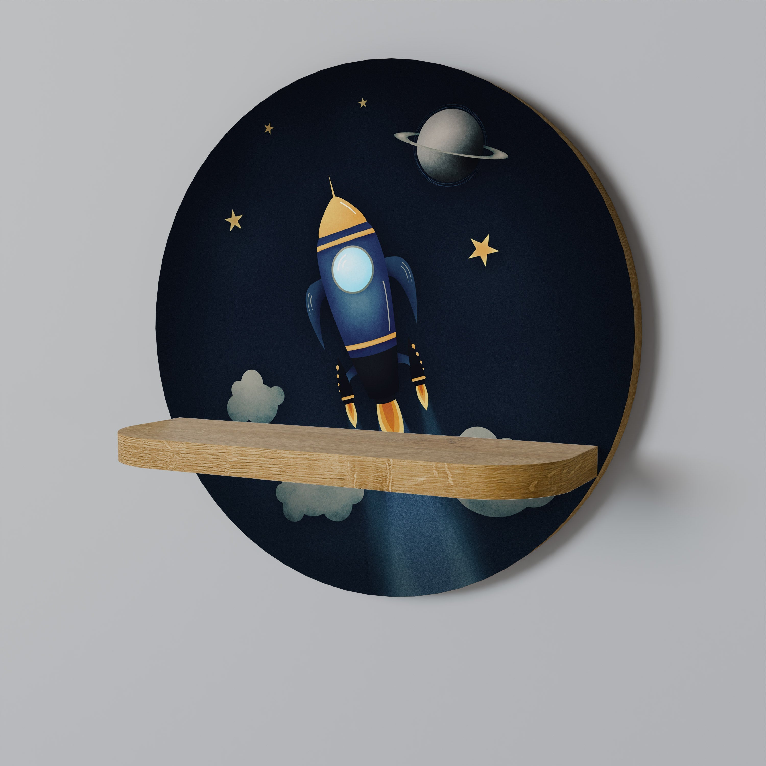 STELLAR SWING Στρογγυλό Ράφι Τέχνης σε Στυλ Δρυός