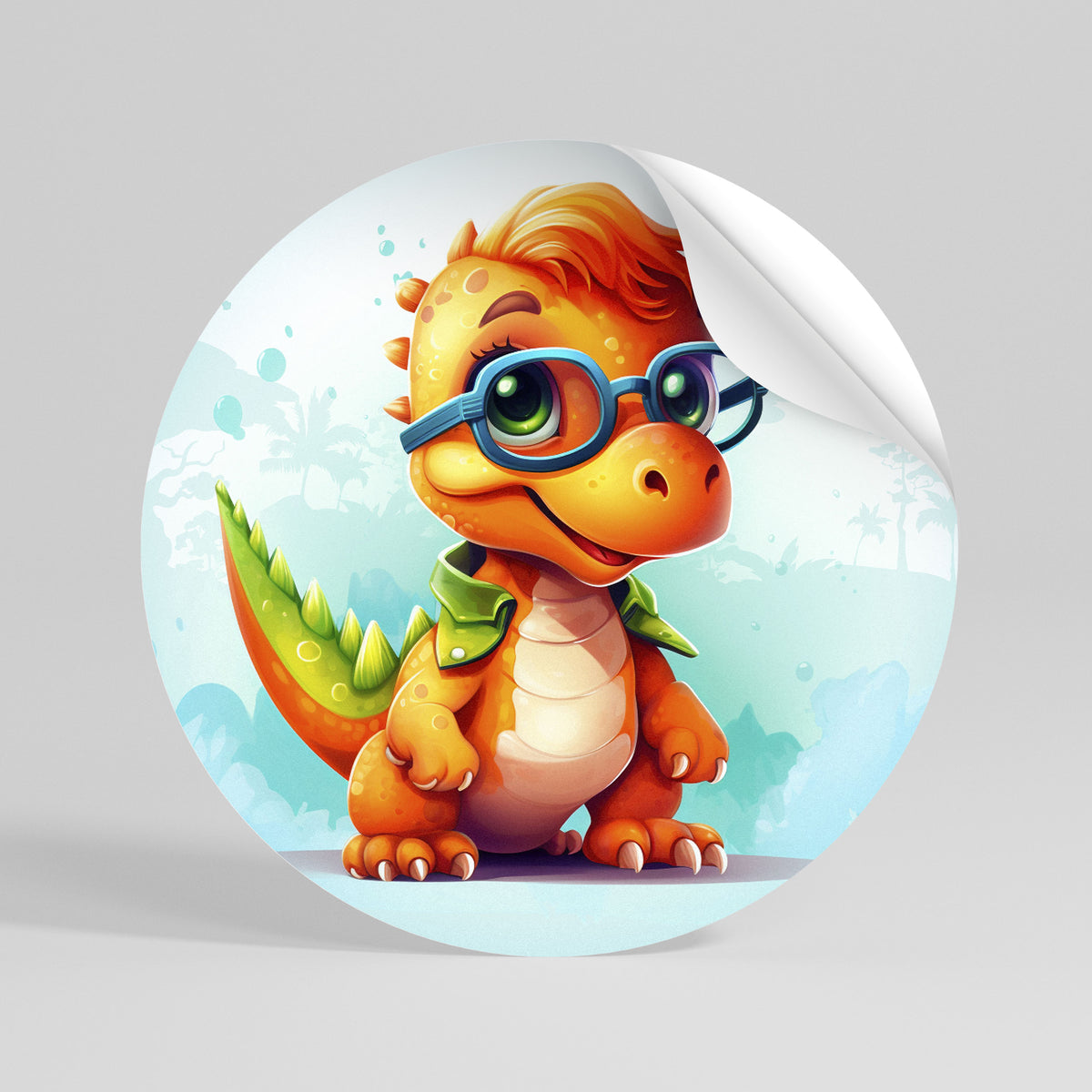 KIDDOSAURUS REX Αυτοκόλλητη Αφίσα στρογγυλή