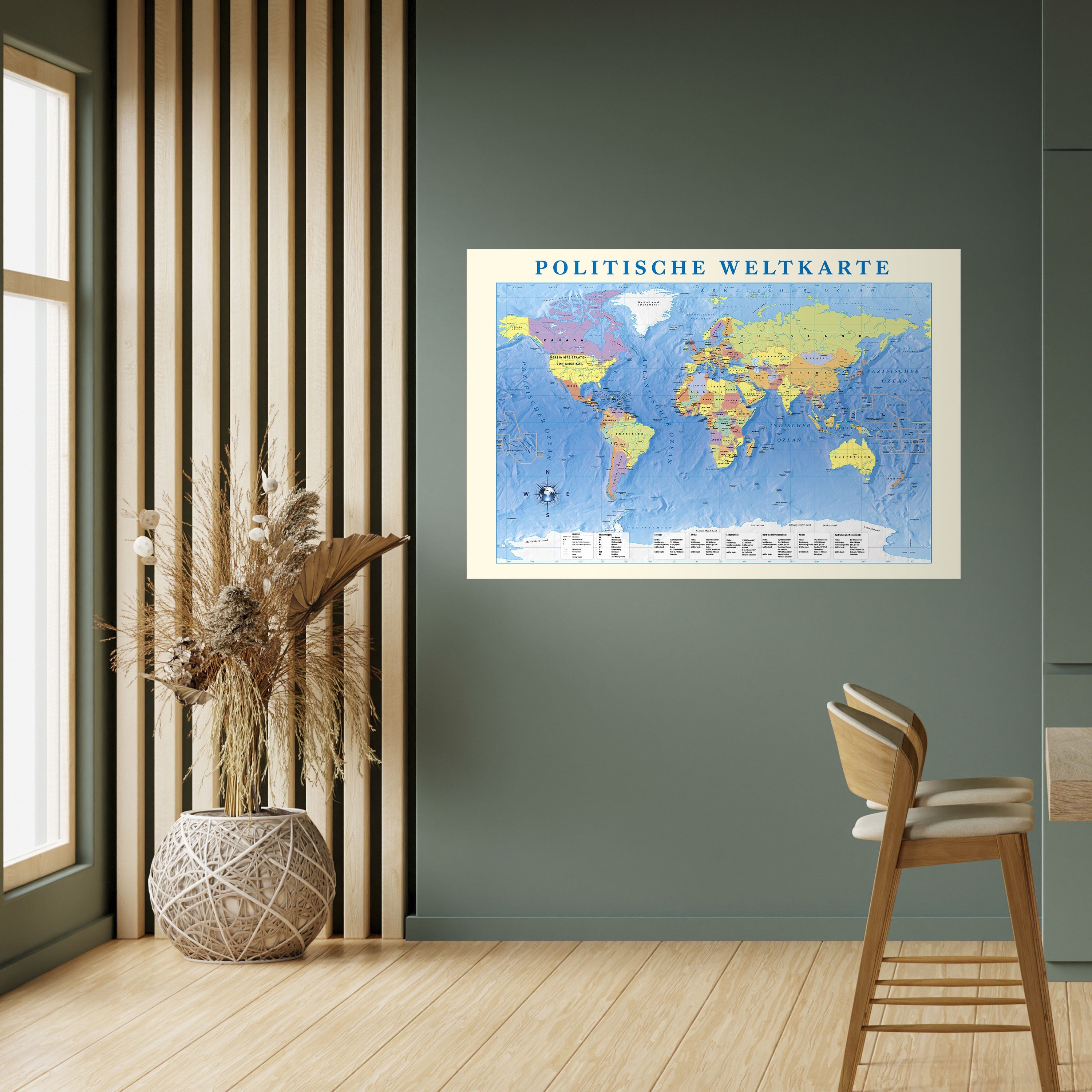 GLOBAL POLITICAL TAPESTRY [DE] Peel and Stick Horizontal Poster