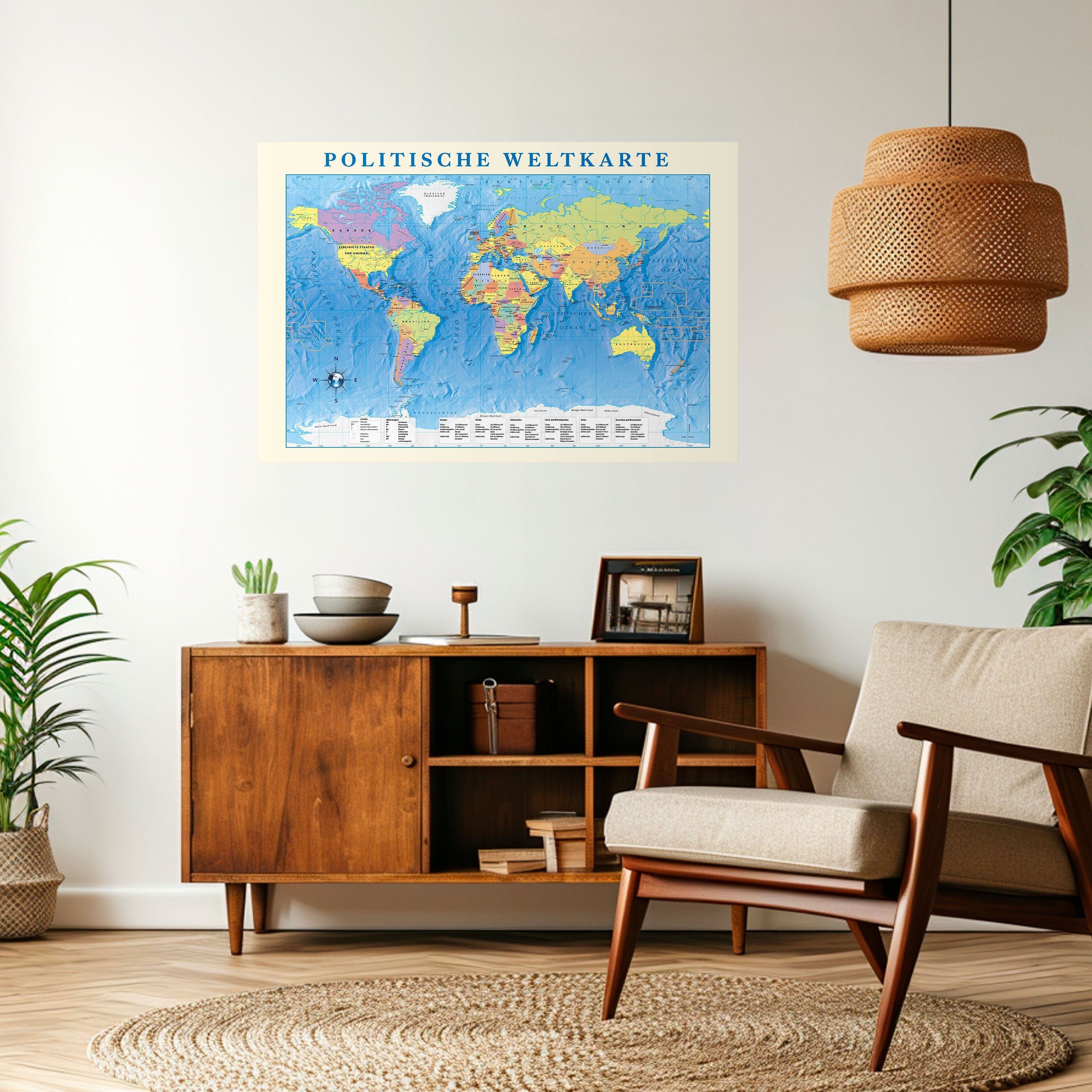 GLOBAL POLITICAL TAPESTRY [DE] Peel and Stick Horizontal Poster