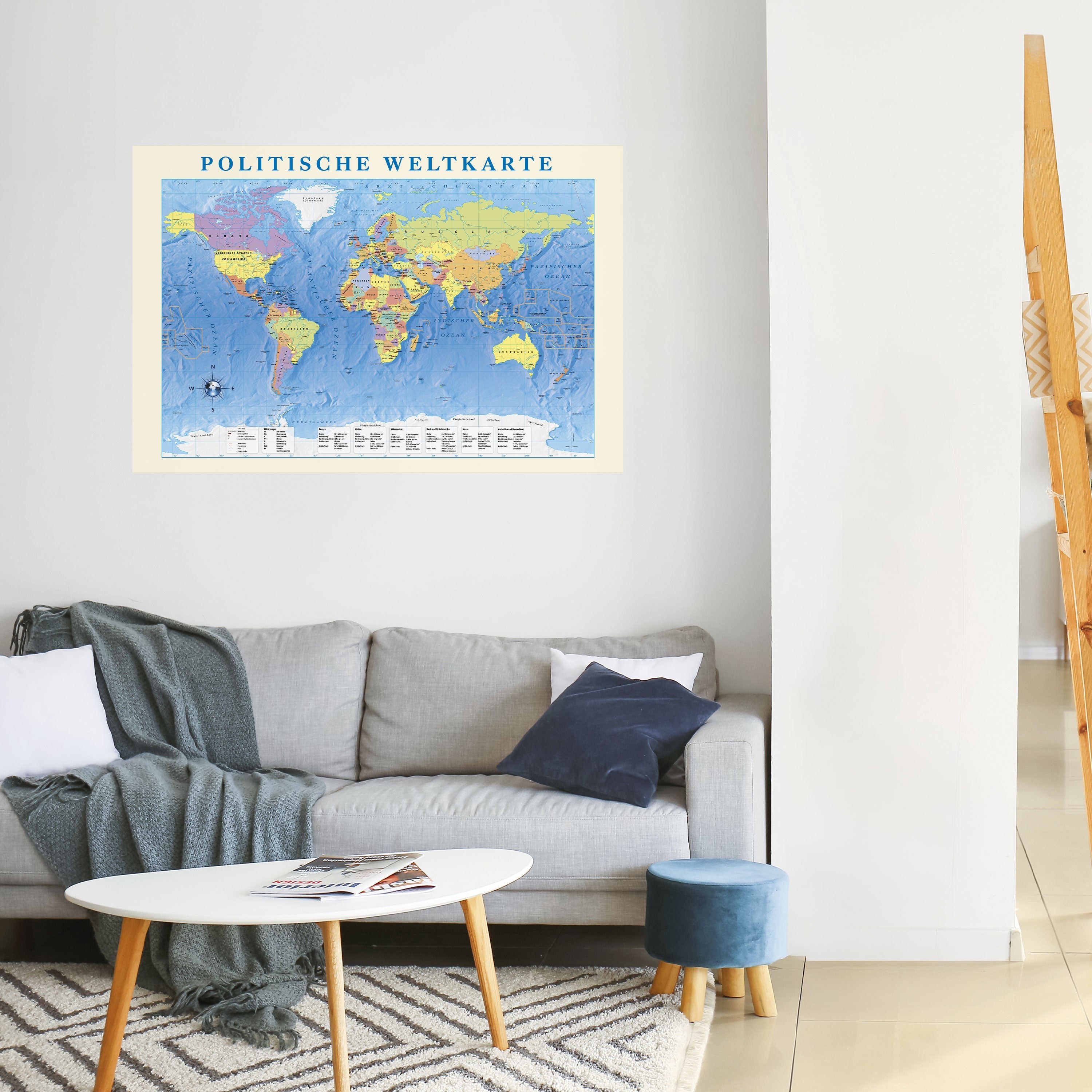 GLOBAL POLITICAL TAPESTRY [DE] Peel and Stick Horizontal Poster