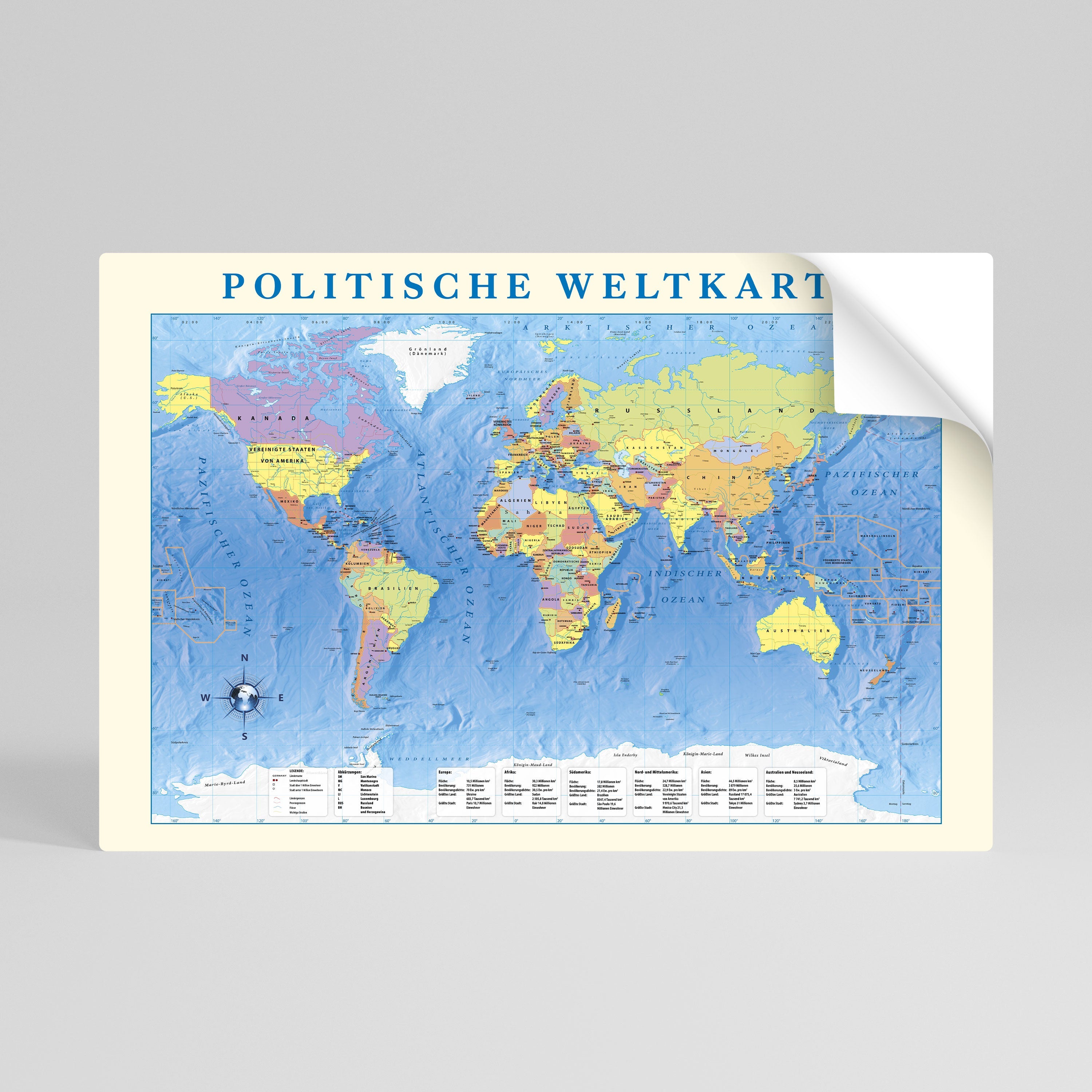 GLOBAL POLITICAL TAPESTRY [DE] Peel and Stick Horizontal Poster