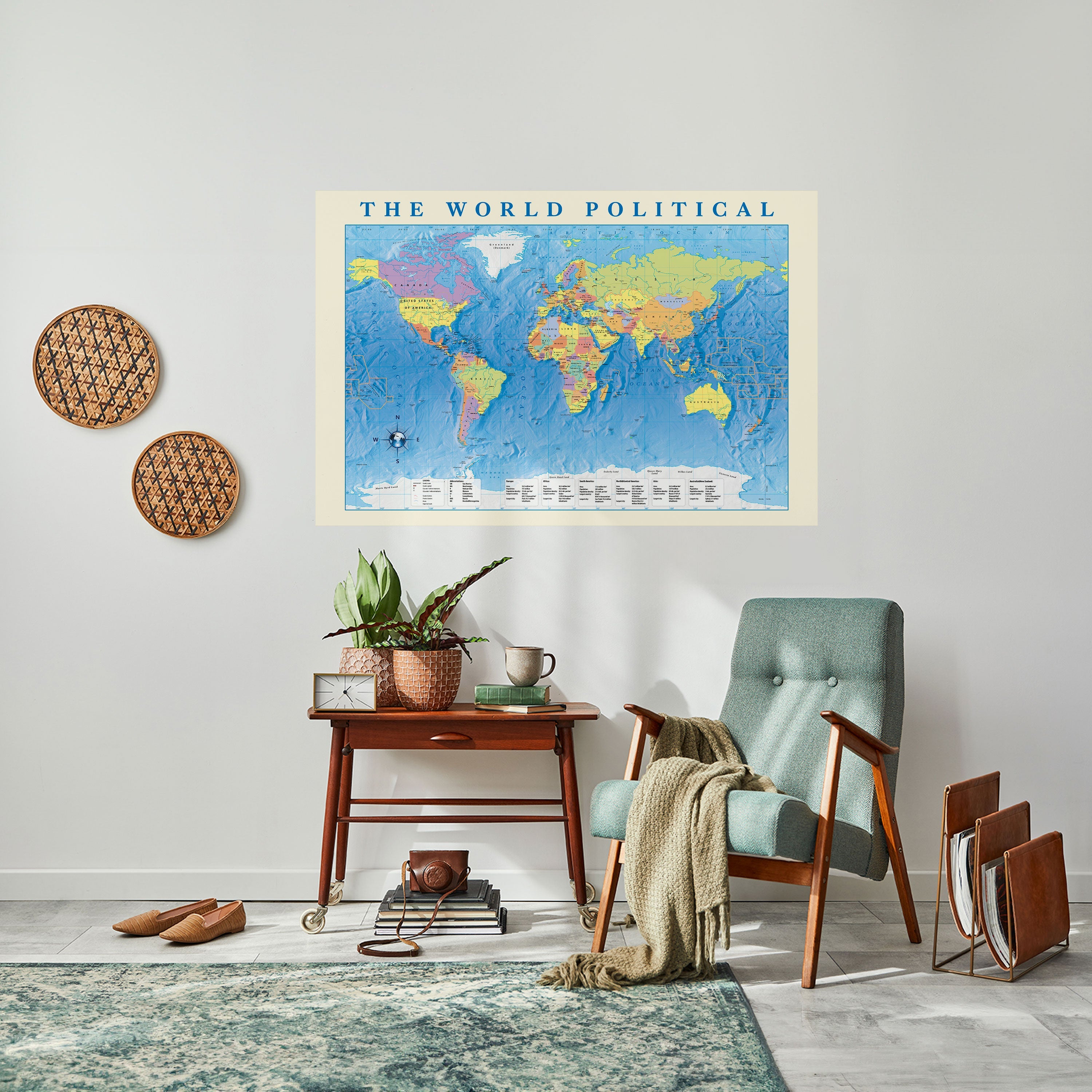 GLOBAL POLITICAL TAPESTRY [EN] Peel and Stick Horizontal Poster