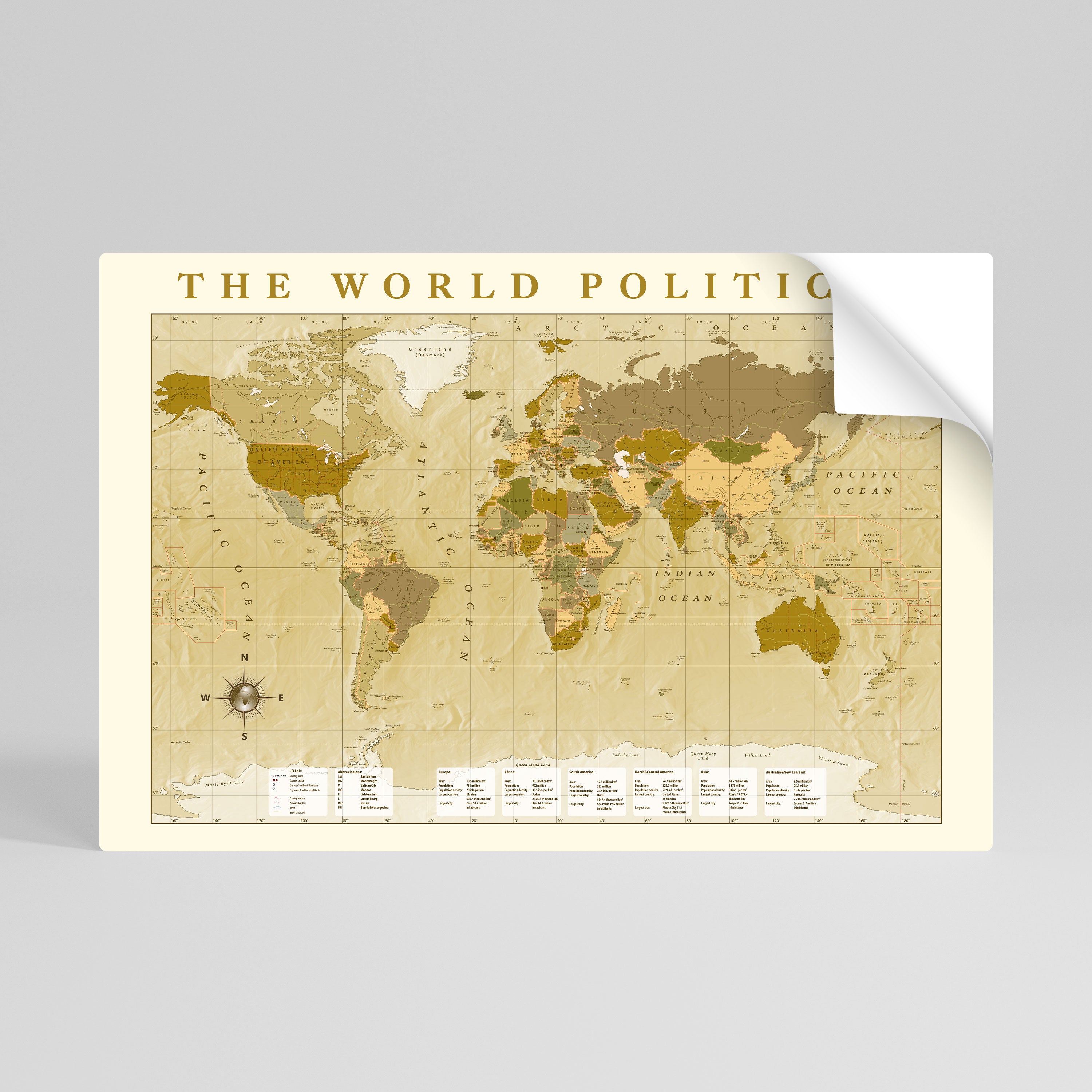 WORLDLY WATERSHED MAP Peel and Stick Horizontal Poster