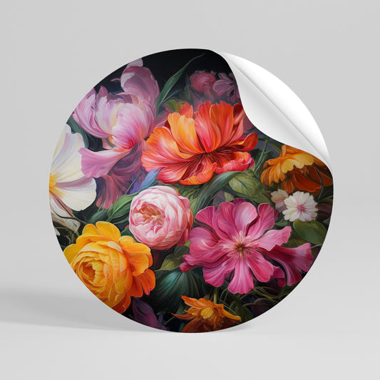 EPHEMERAL BOUQUET Αυτοκόλλητη Αφίσα στρογγυλή