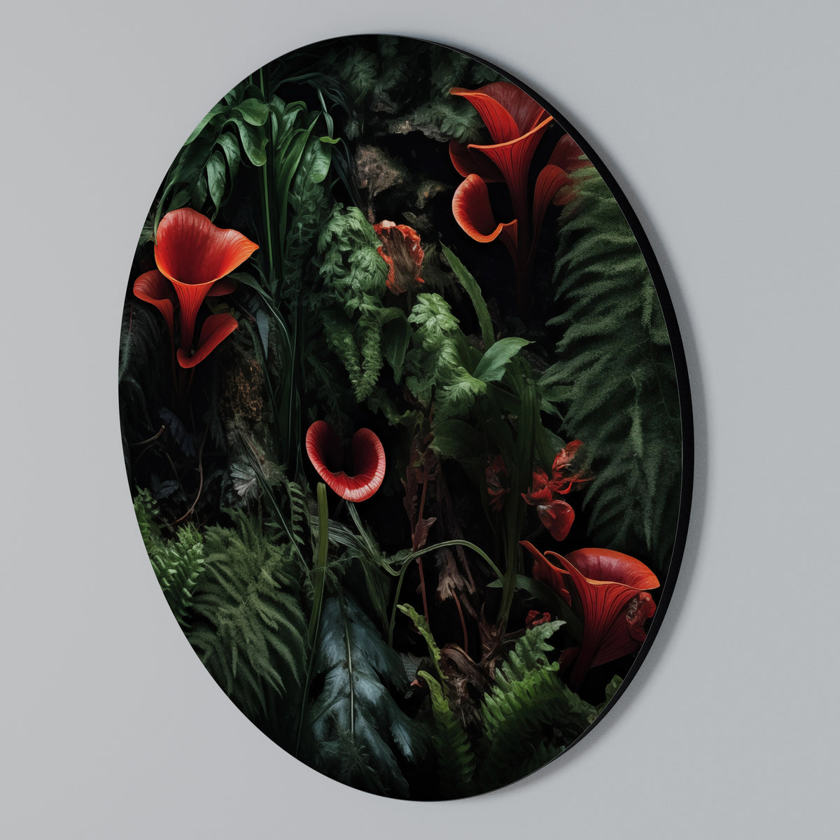 CRIMSON FERNS Στρογγυλός πίνακας ζωγραφικής