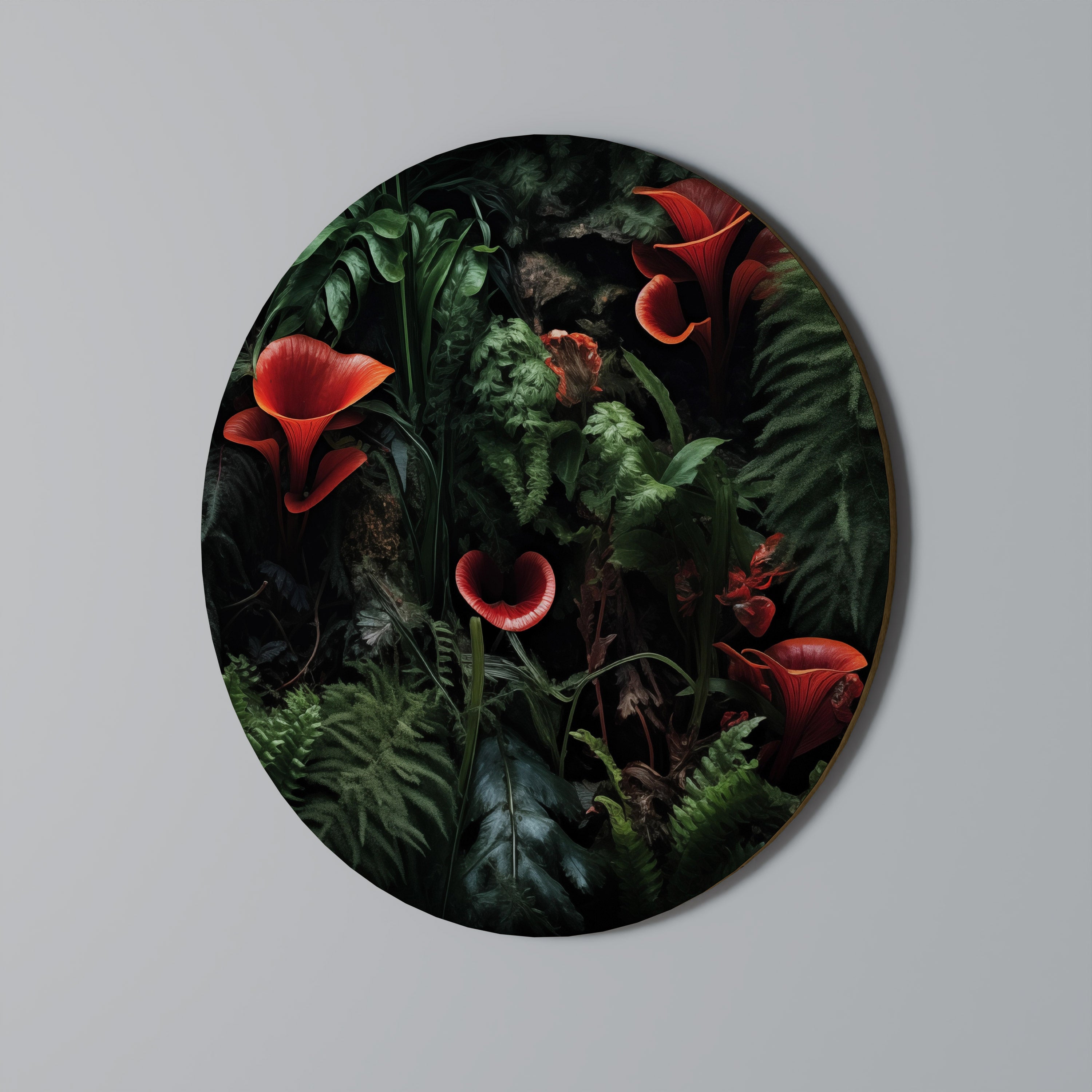 Στρογγυλή Τέχνη Τοίχου CRIMSON FERNS