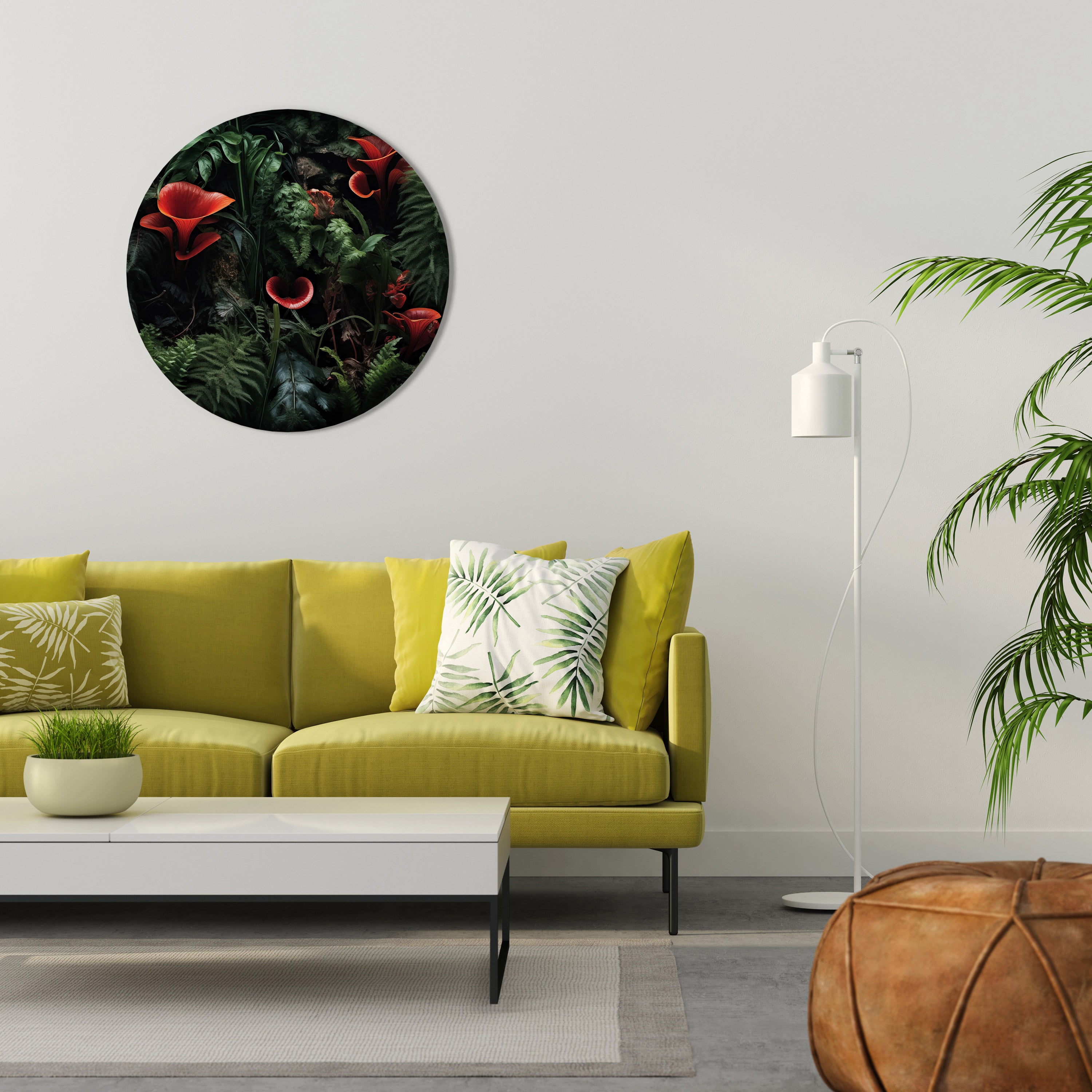 Στρογγυλή Τέχνη Τοίχου CRIMSON FERNS