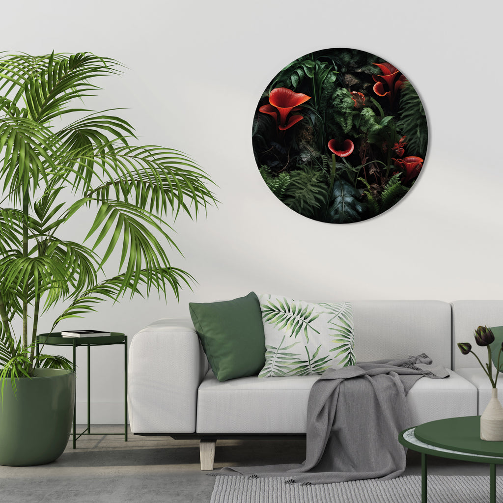 Στρογγυλή Τέχνη Τοίχου CRIMSON FERNS