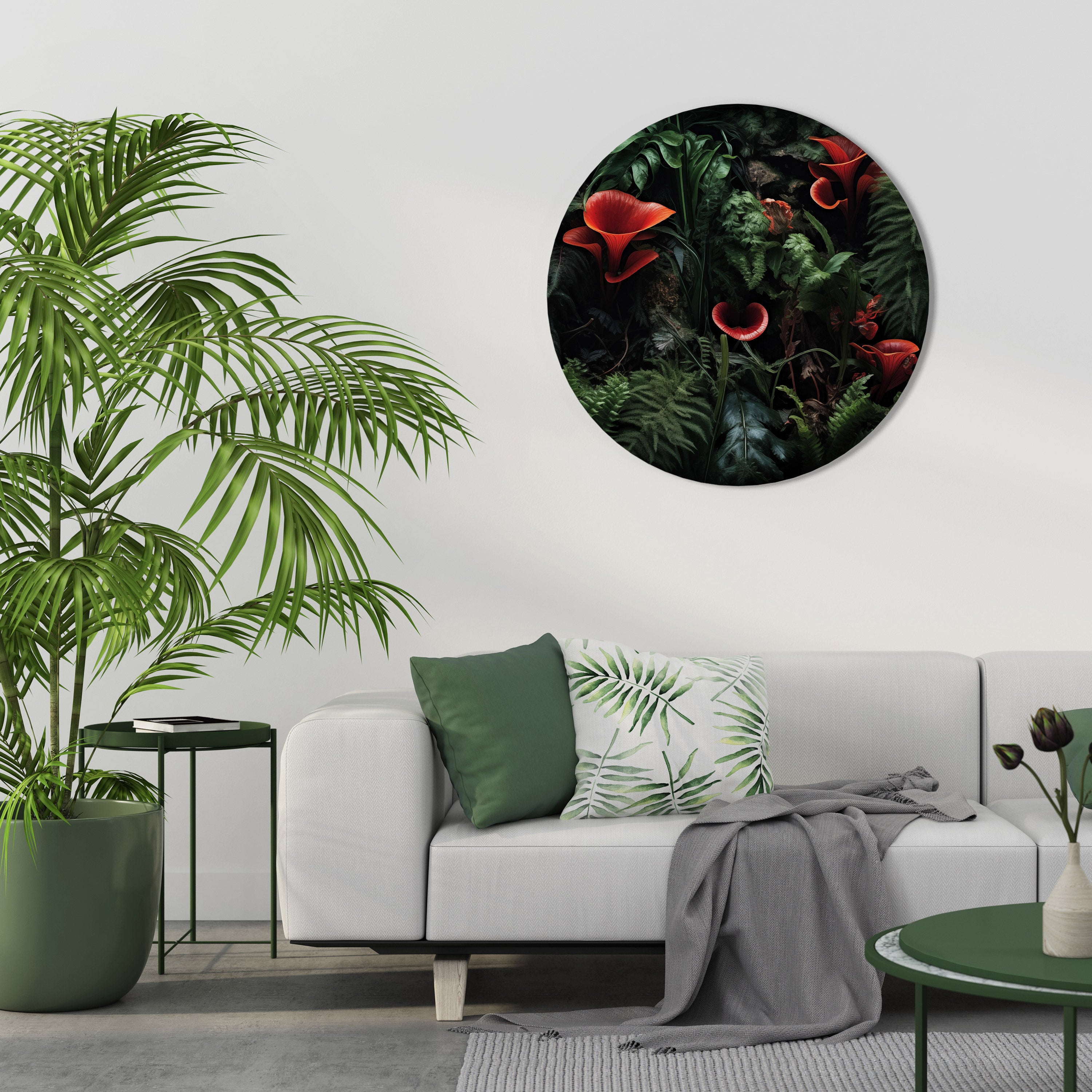 Στρογγυλή Τέχνη Τοίχου CRIMSON FERNS