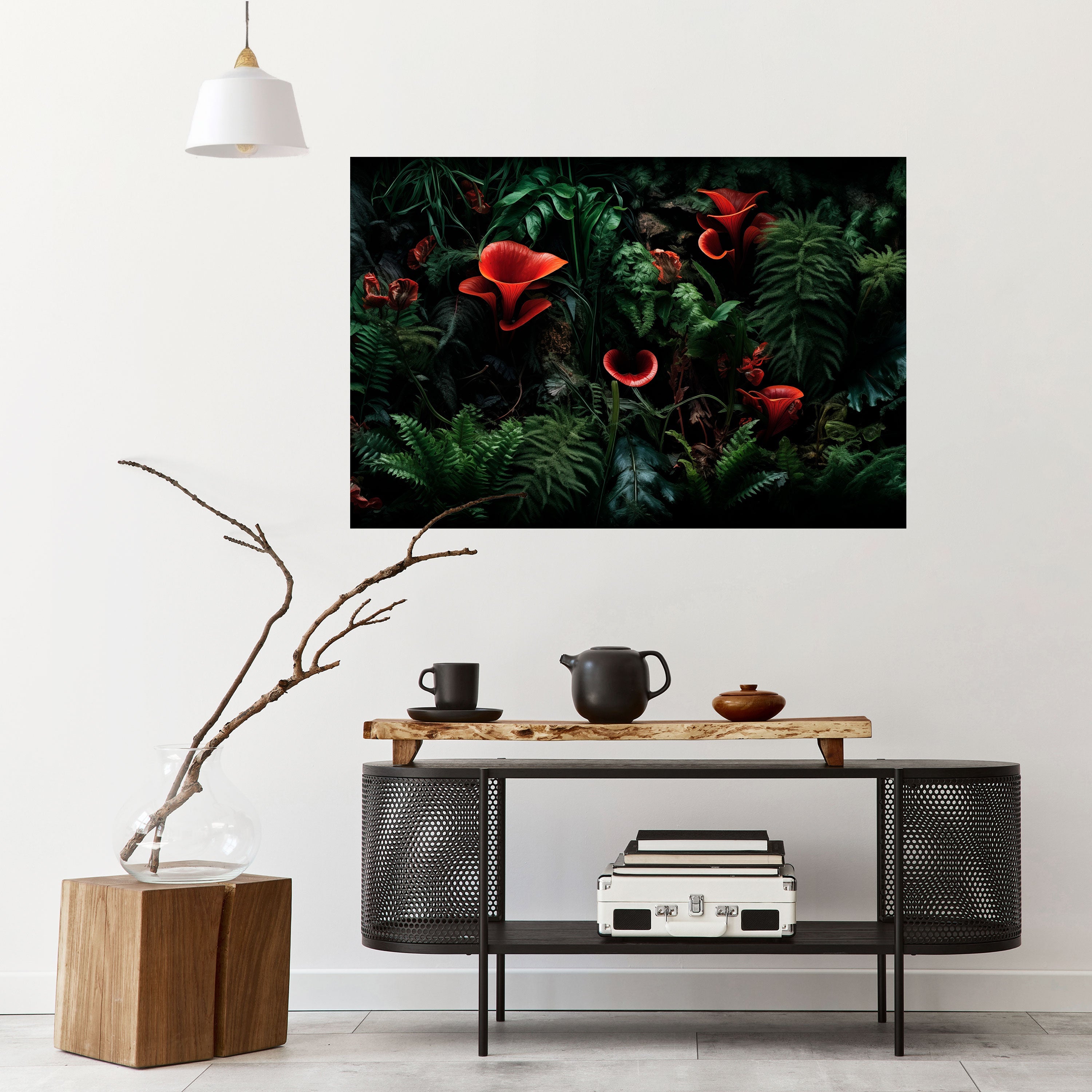 CRIMSON FERNS Peel and Stick Horizontal Poster