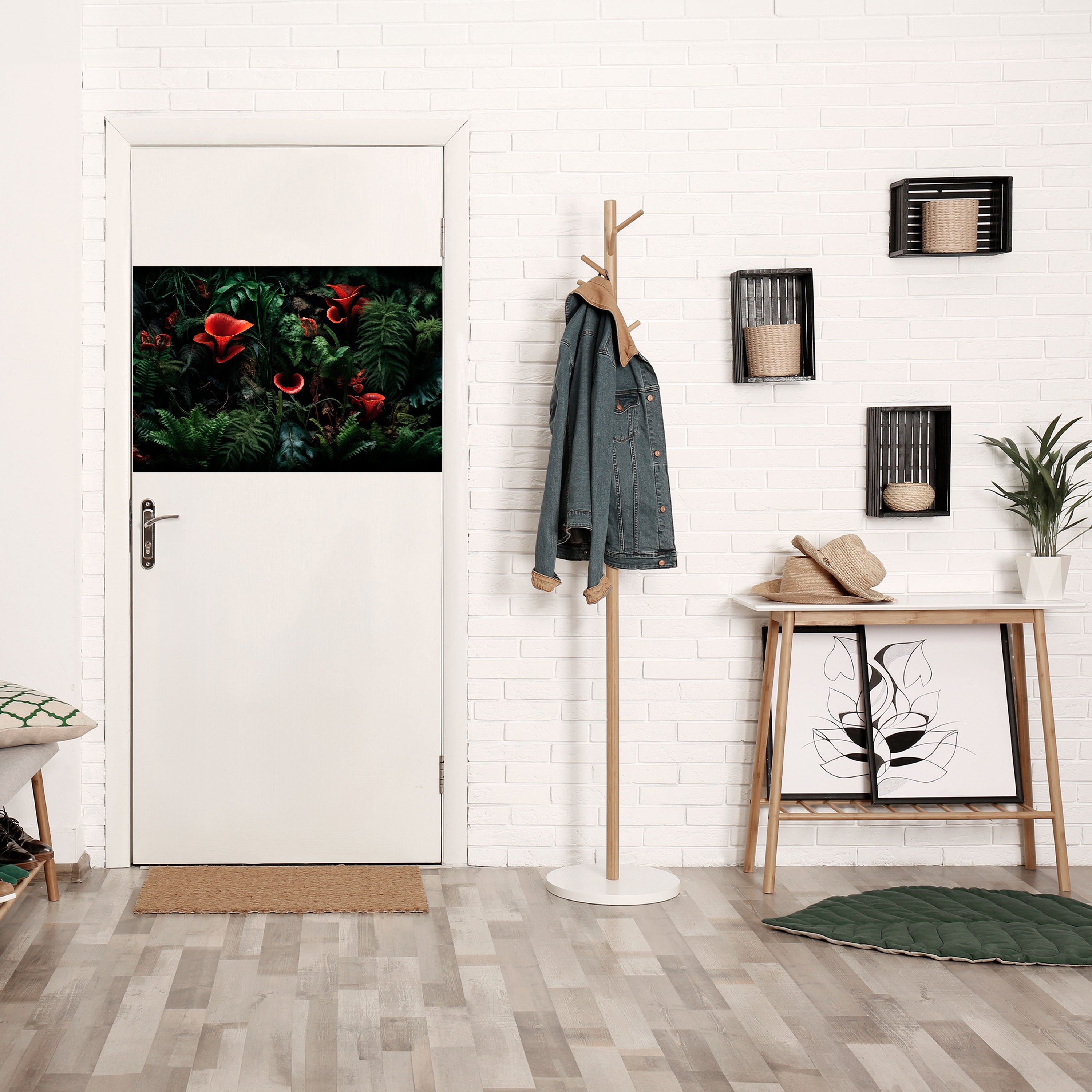 CRIMSON FERNS Peel and Stick Horizontal Poster