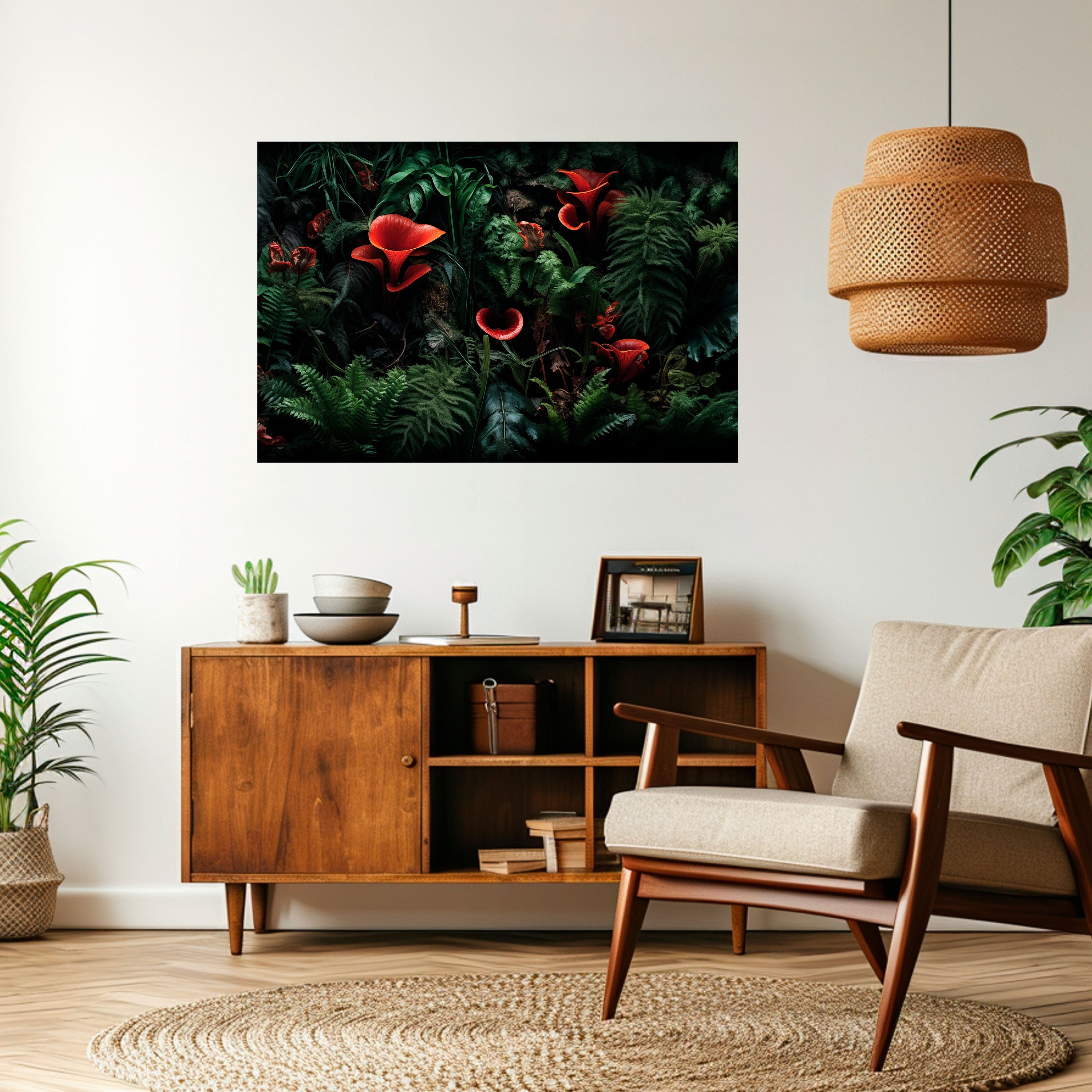 CRIMSON FERNS Peel and Stick Horizontal Poster