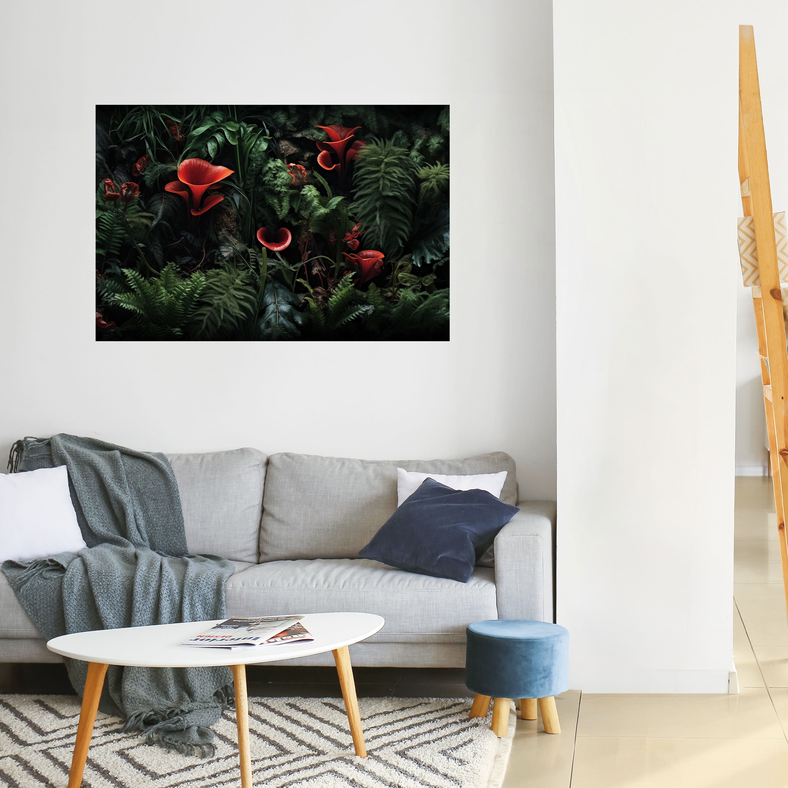 CRIMSON FERNS Peel and Stick Horizontal Poster