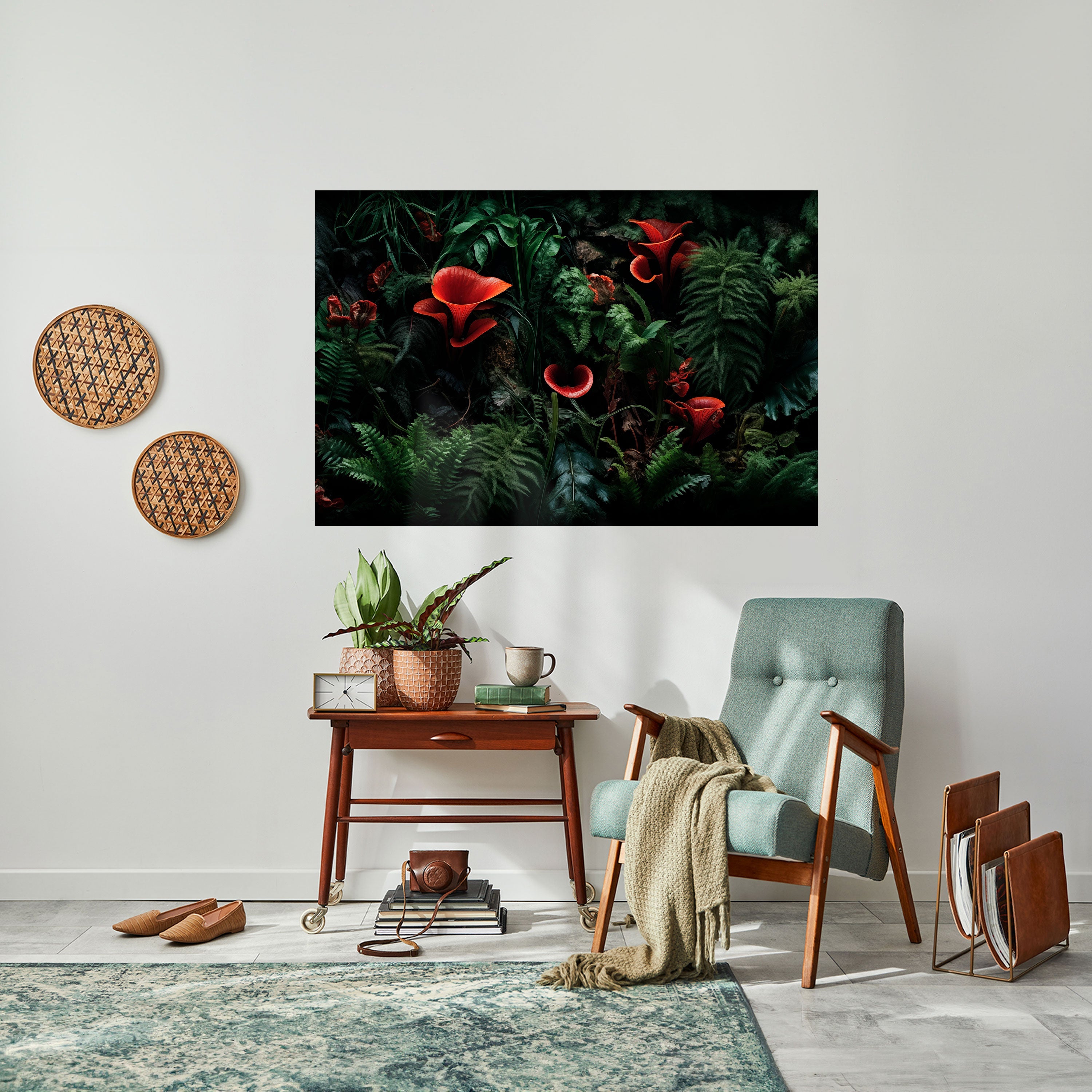 CRIMSON FERNS Peel and Stick Horizontal Poster