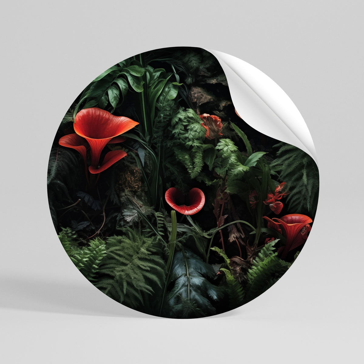 CRIMSON FERNS Αυτοκόλλητη Αφίσα στρογγυλή