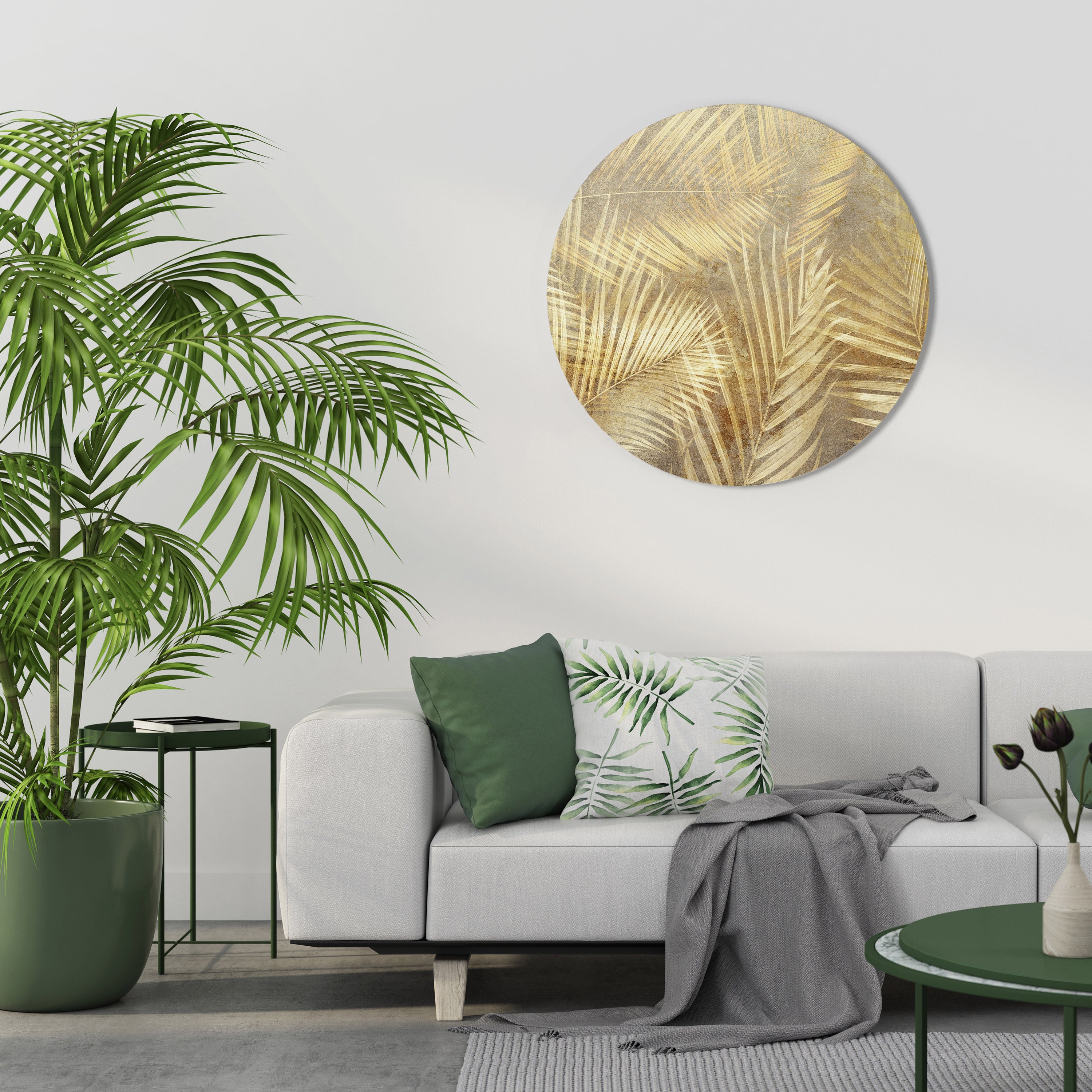 Στρογγυλή Τέχνη Τοίχου GOLDEN PALM DREAMSCAPE