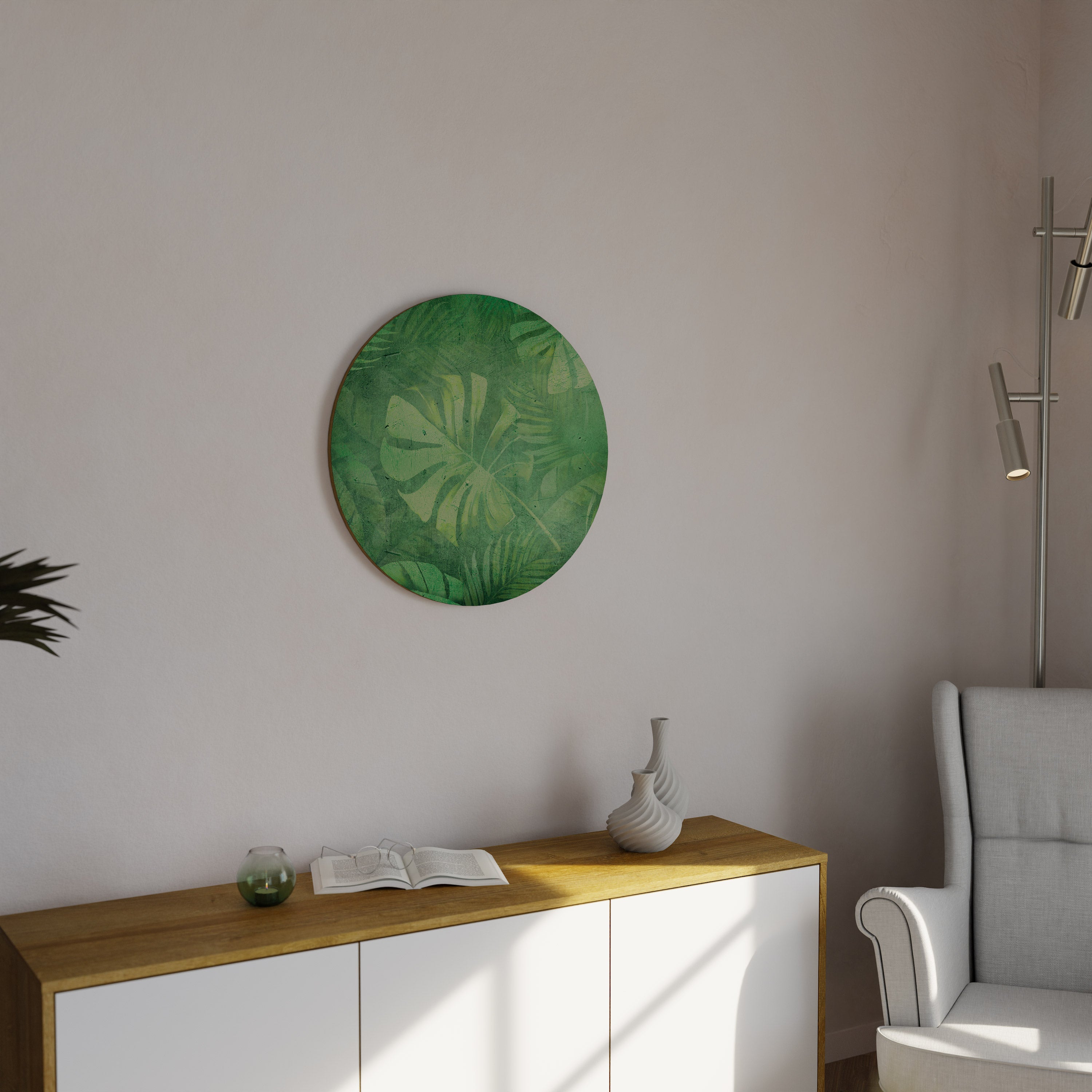 Στρογγυλή Τέχνη Τοίχου SUBTLE GREEN SYMPHONY