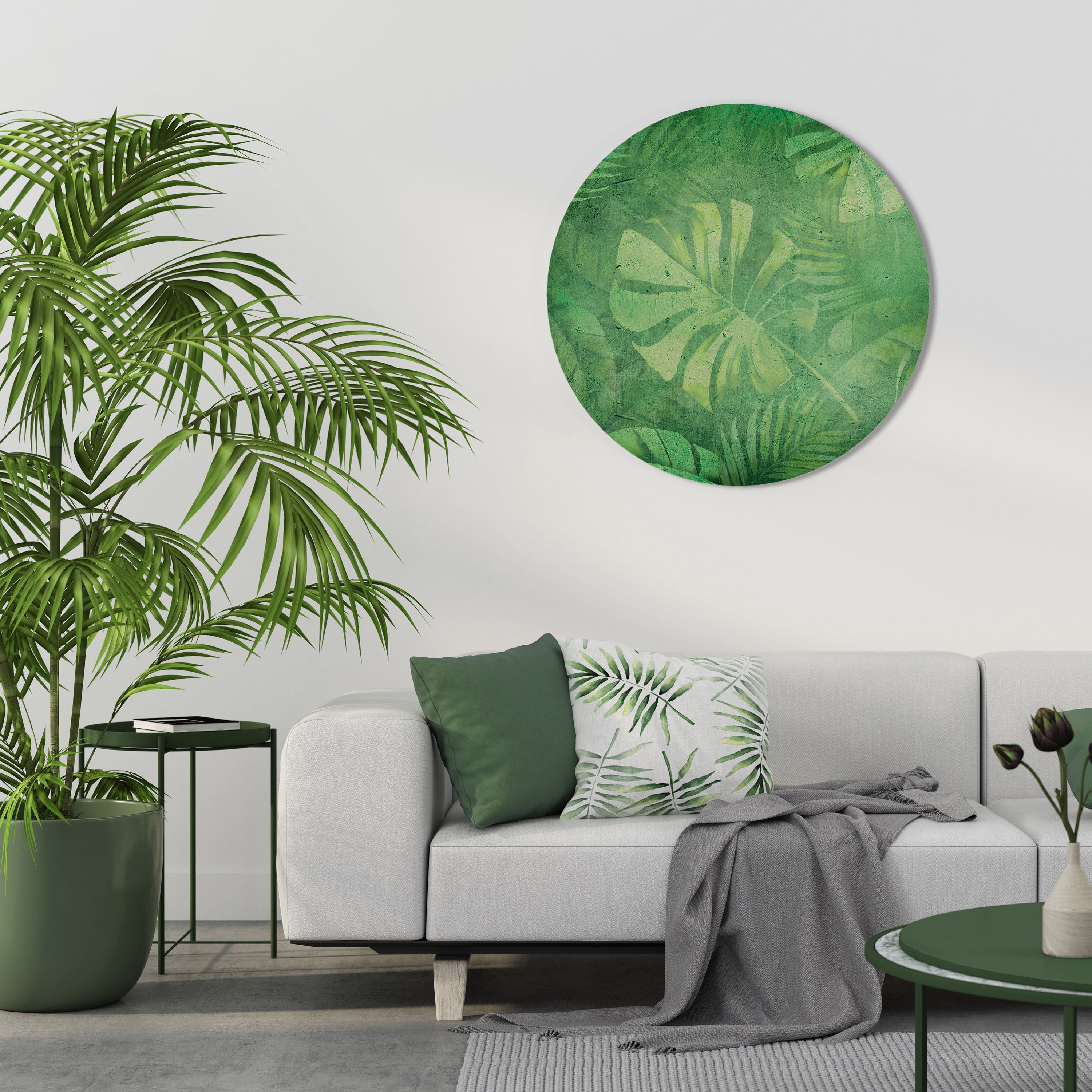 Στρογγυλή Τέχνη Τοίχου SUBTLE GREEN SYMPHONY