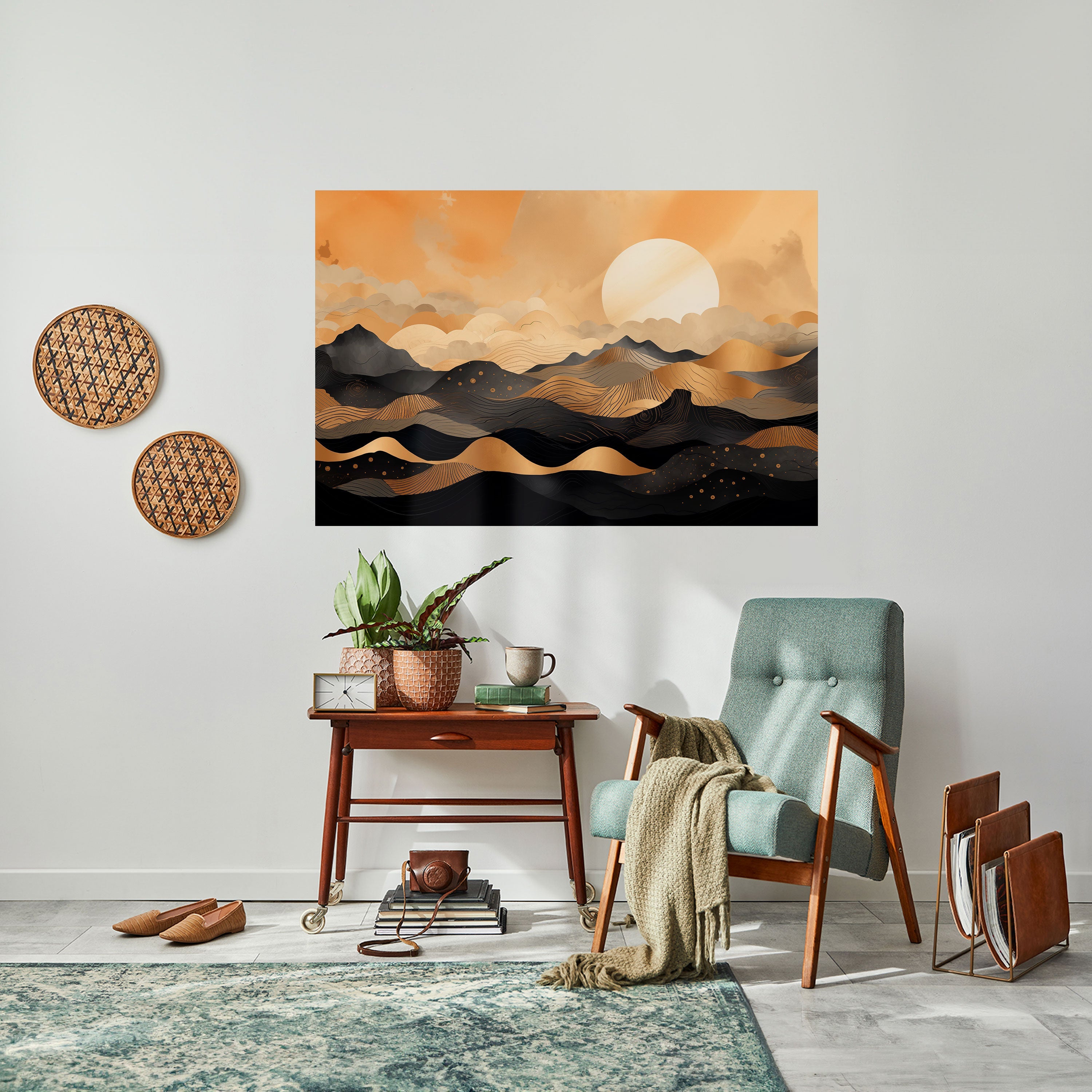 MYSTICAL SUNSET HORIZON Peel and Stick Horizontal Poster