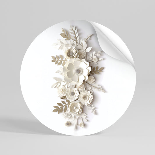 BLUSHING BOUQUET Peel and Stick Round Sticker