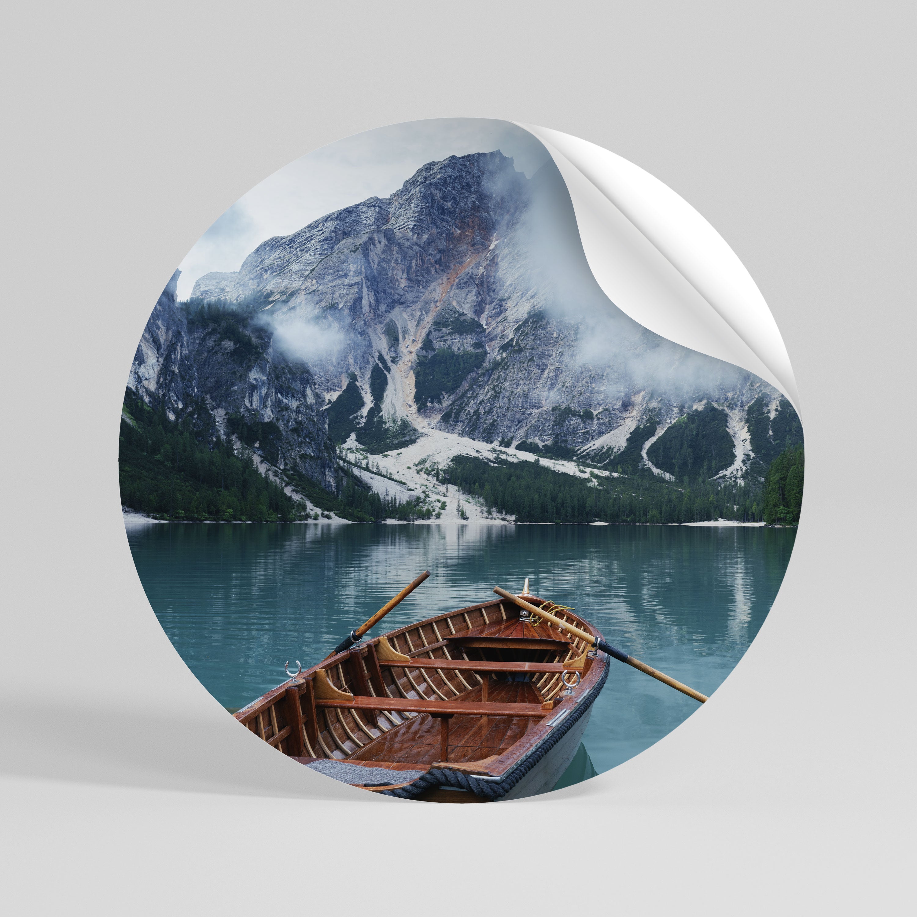 FOGGY MOUNTAIN OASIS Peel and Stick Round Sticker