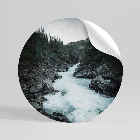 RUSHING REFLECTIONS Peel and Stick Round Sticker