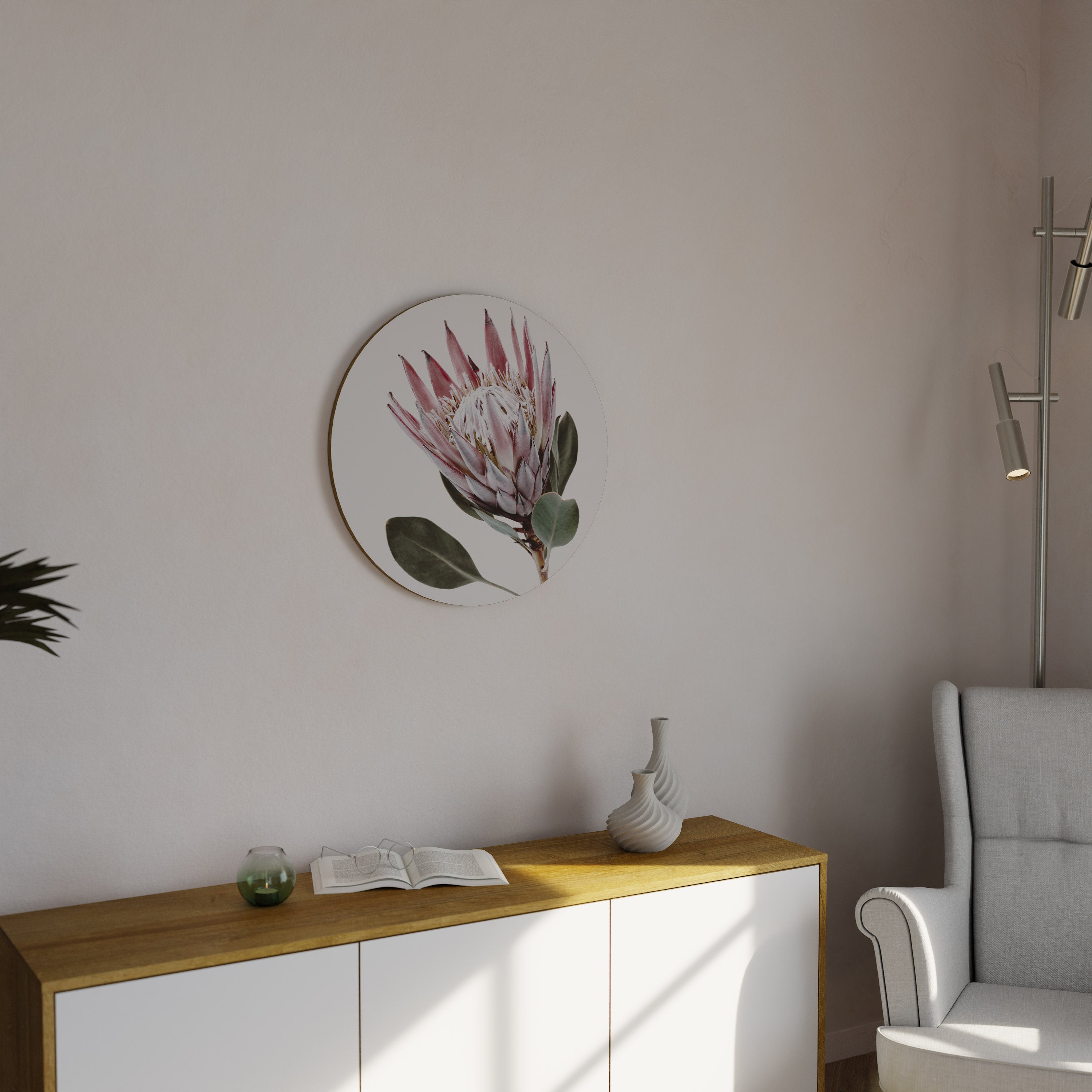 PROTEA FLOWER Στρογγυλή Τέχνη Τοίχου