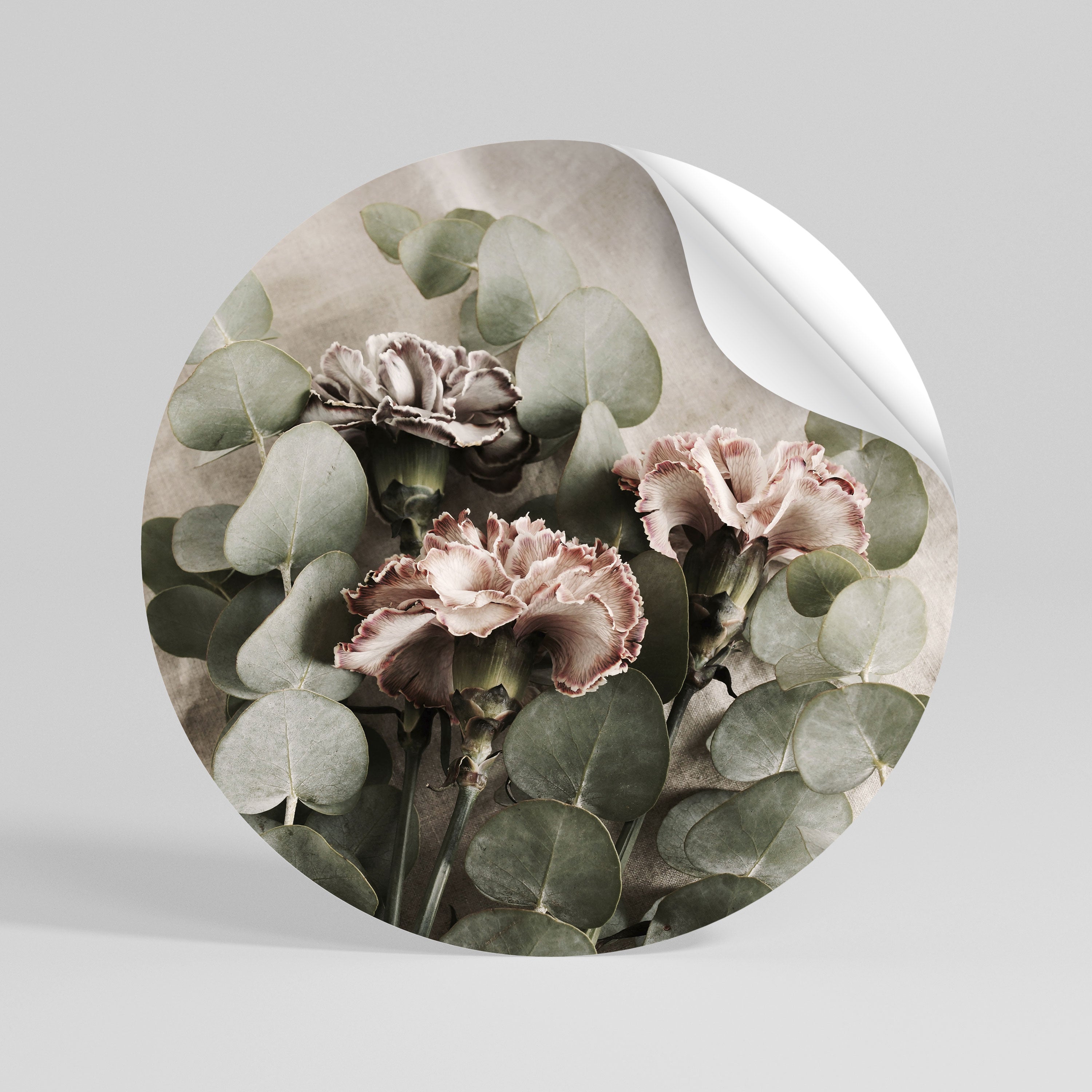 LINEN CLOVES Peel and Stick Round Sticker