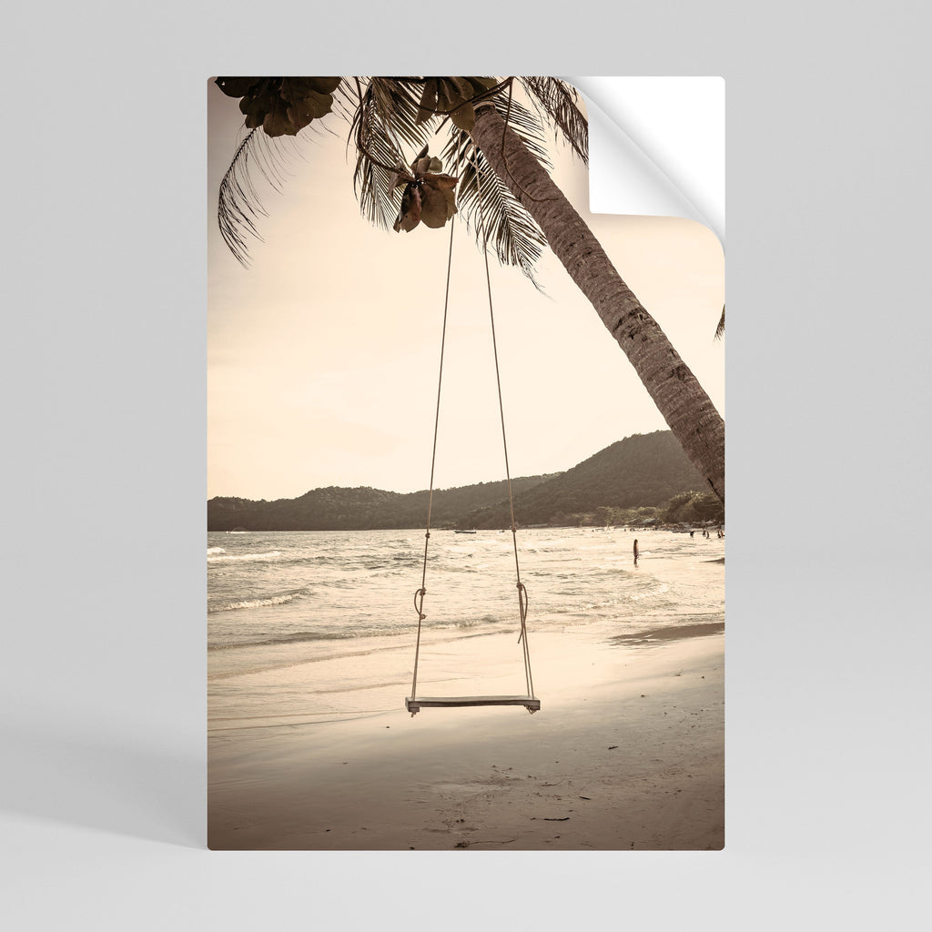 Αφίσα SUNSET SWING SORROW με κάθετη επιγραφή "ξεφλουδίστε και κολλήστε"