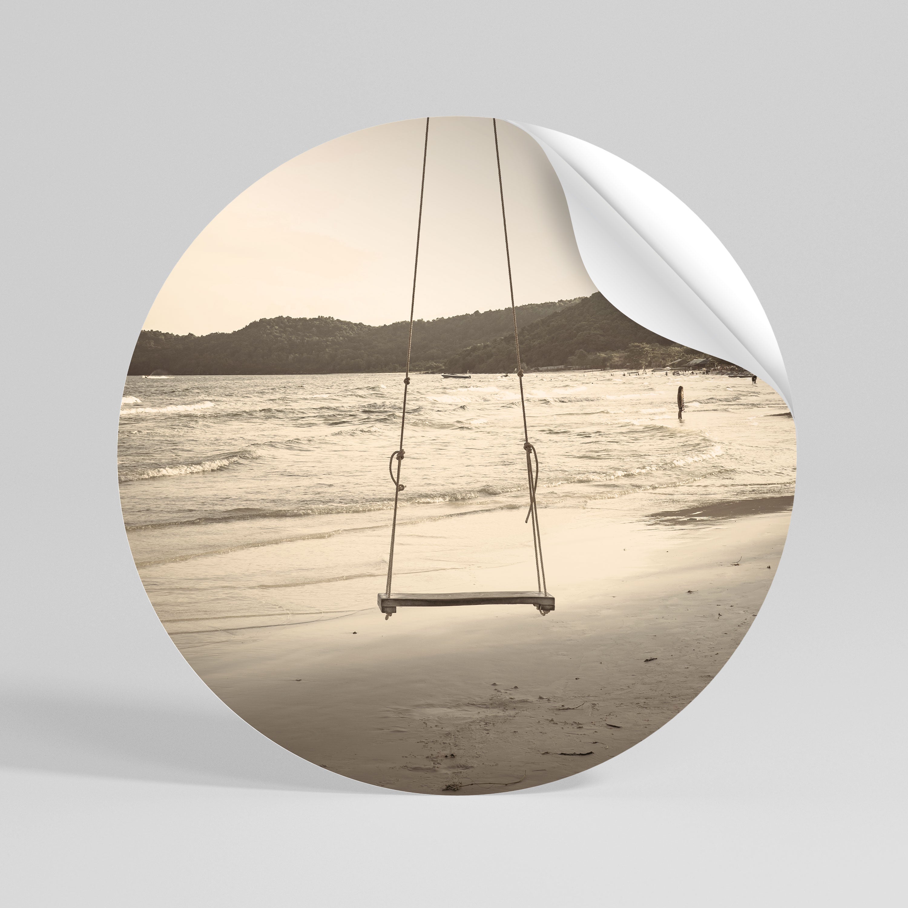 SUNSET SWING SORROW Peel and Stick Round Sticker