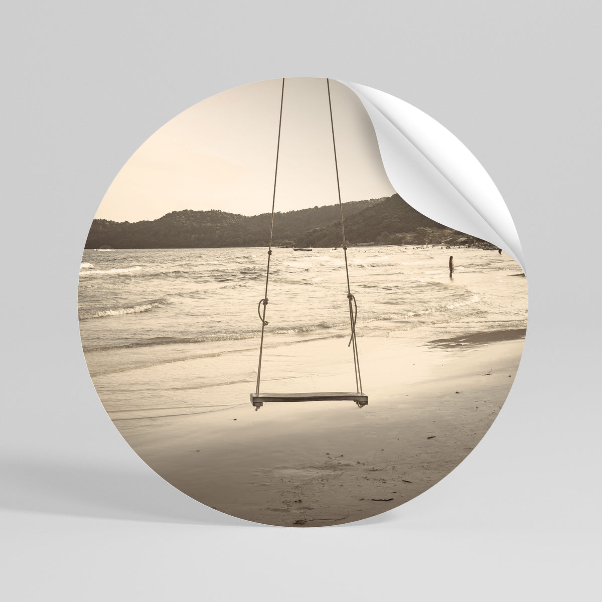 SUNSET SWING SORROW Αυτοκόλλητη Αφίσα στρογγυλή